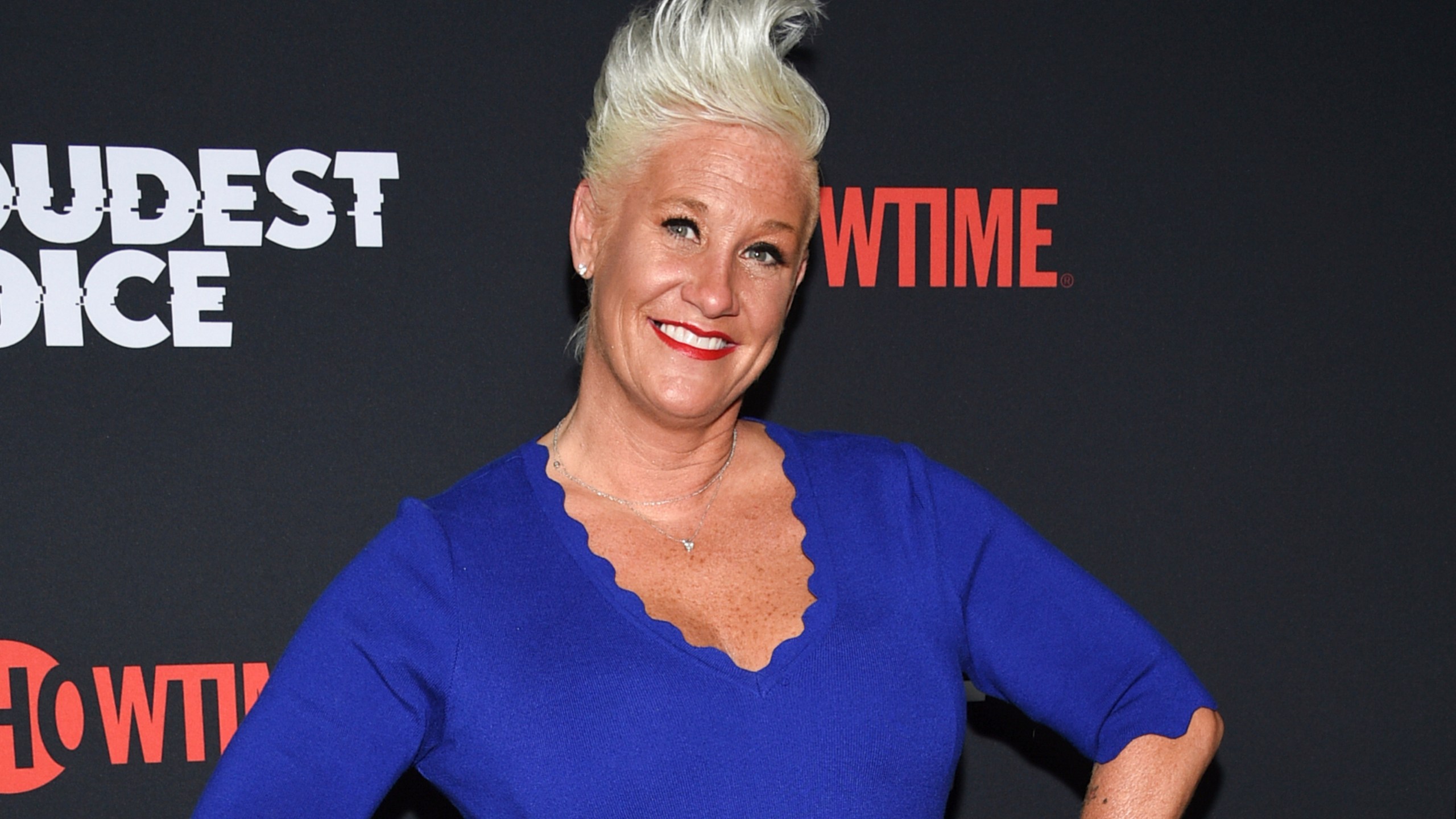 FILE - Chef Anne Burrell attends the premiere of the ShowTime limited series "The Loudest Voice" on June 24, 2019, in New York. (Photo by Evan Agostini/Invision/AP, File)