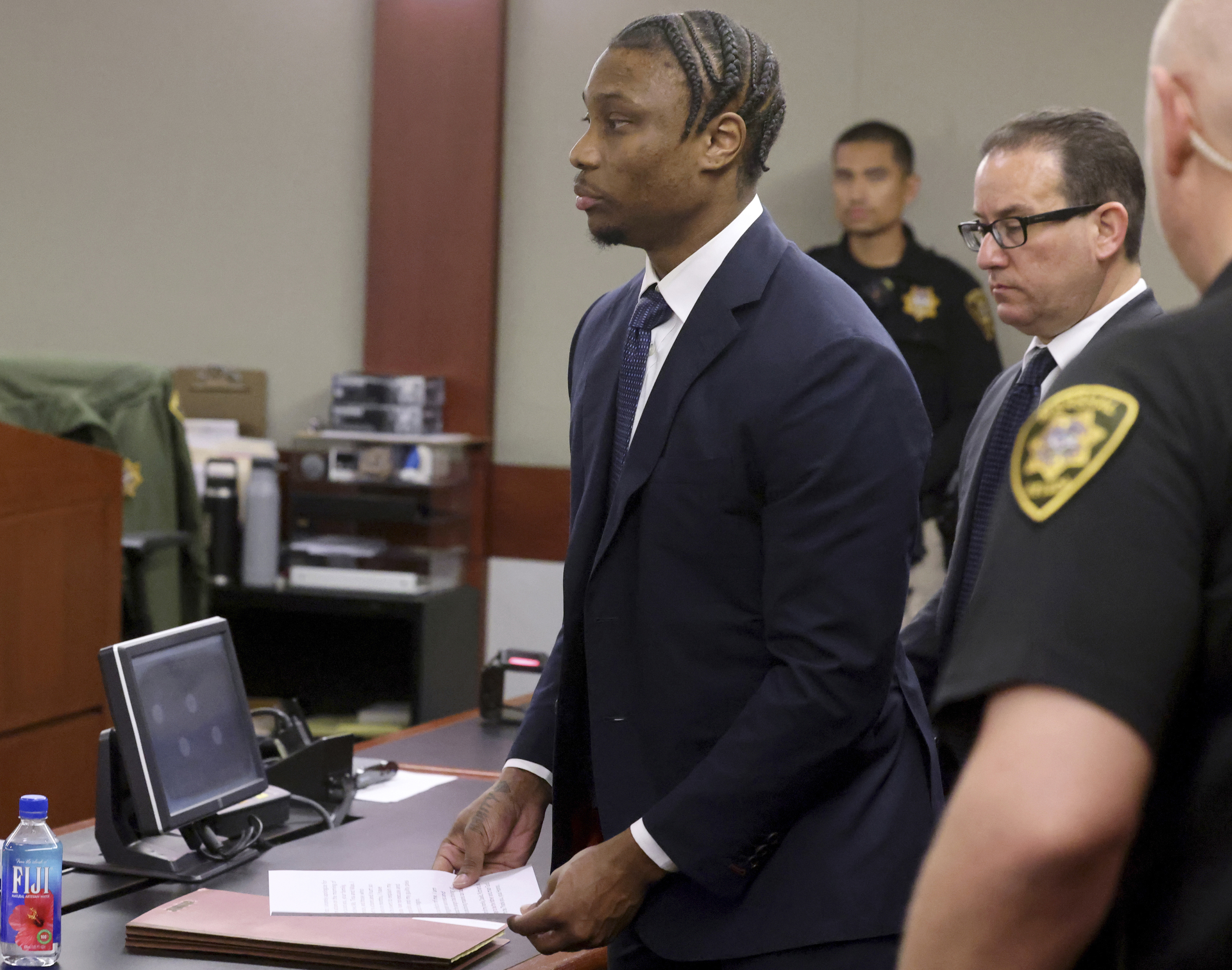 FILE - Former Raiders wide receiver Henry Ruggs prepares to read a statement in court during sentencing at the Regional Justice Center in Las Vegas, Wednesday, Aug. 9, 2023. (K.M. Cannon/Las Vegas Review-Journal via AP,File)