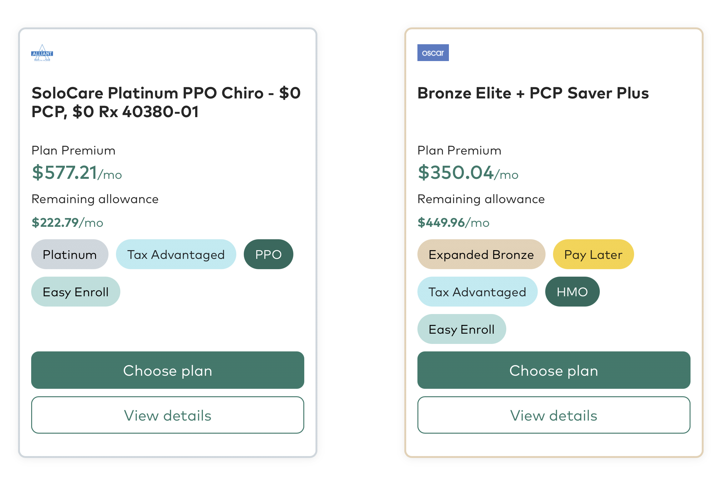 This image provided by Take Command in June 2025 shows an example of options online for Individual Coverage Health Reimbursement Arrangements where a company's employees can choose a health insurance policy. (Take Command via AP)