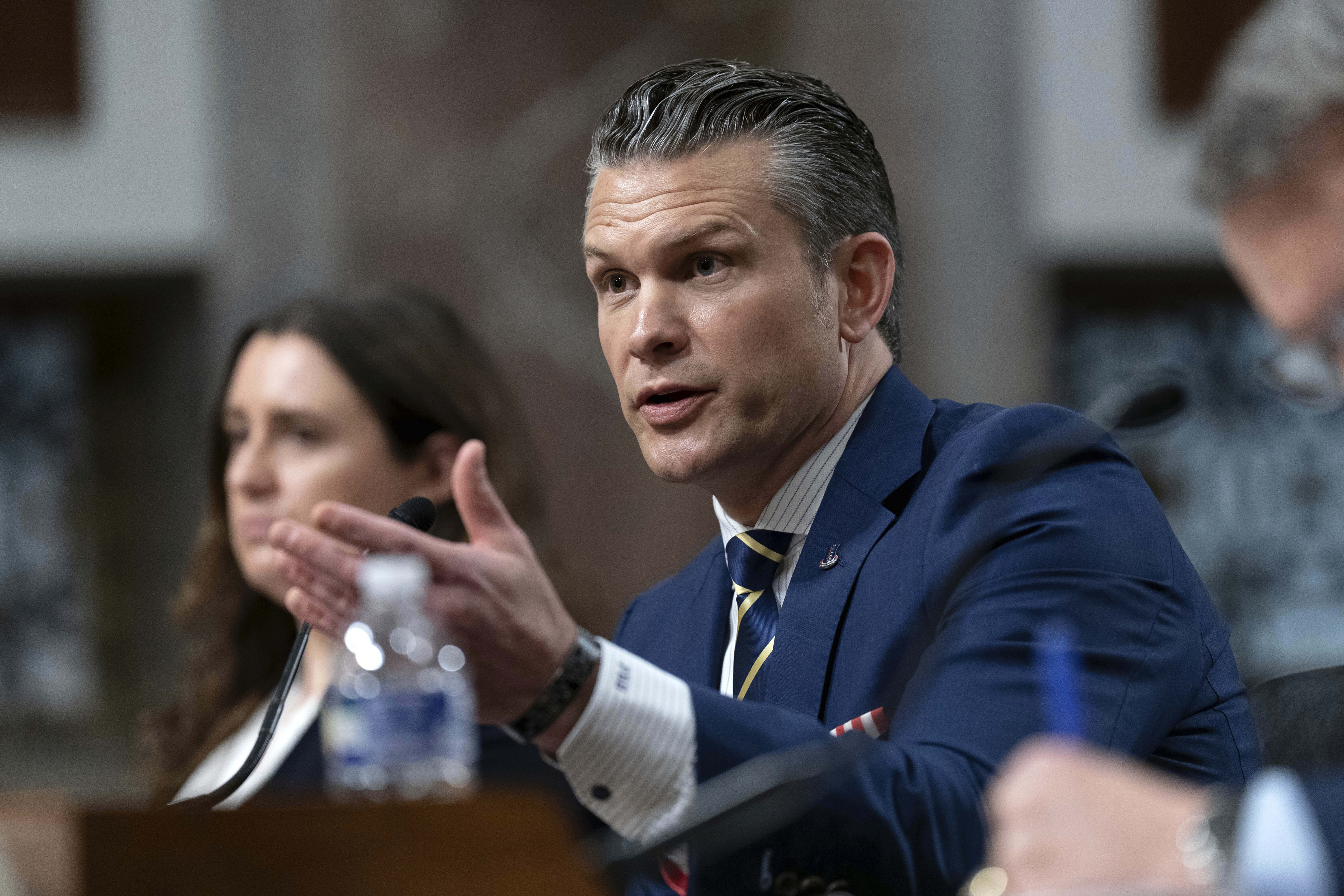 Department of Defense Secretary Pete Hegseth testifies before a Senate Armed Services Committee hearing on Capitol Hill in Washington, Wednesday, June 18, 2025. (AP Photo/Jose Luis Magana)
