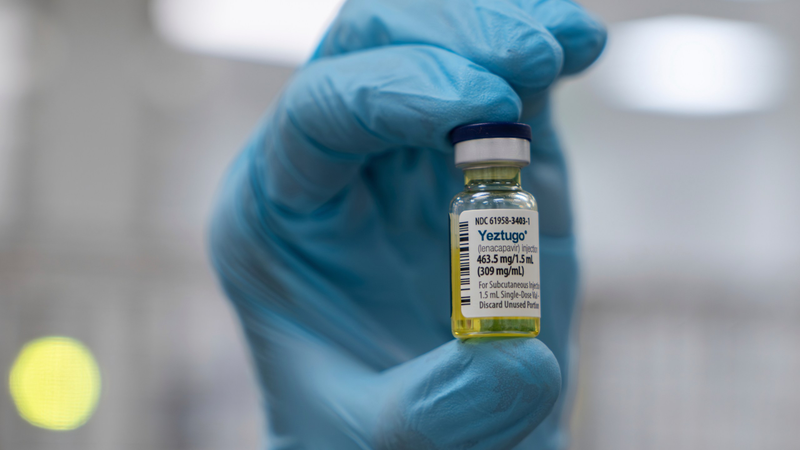 This photo provided by Gilead Sciences shows a vial of the company's HIV prevention medication, Yeztugo, (lenacapvir) at a manufacturing facility in La Verne, Calif., in June 2025. (Gilead Sciences via AP)