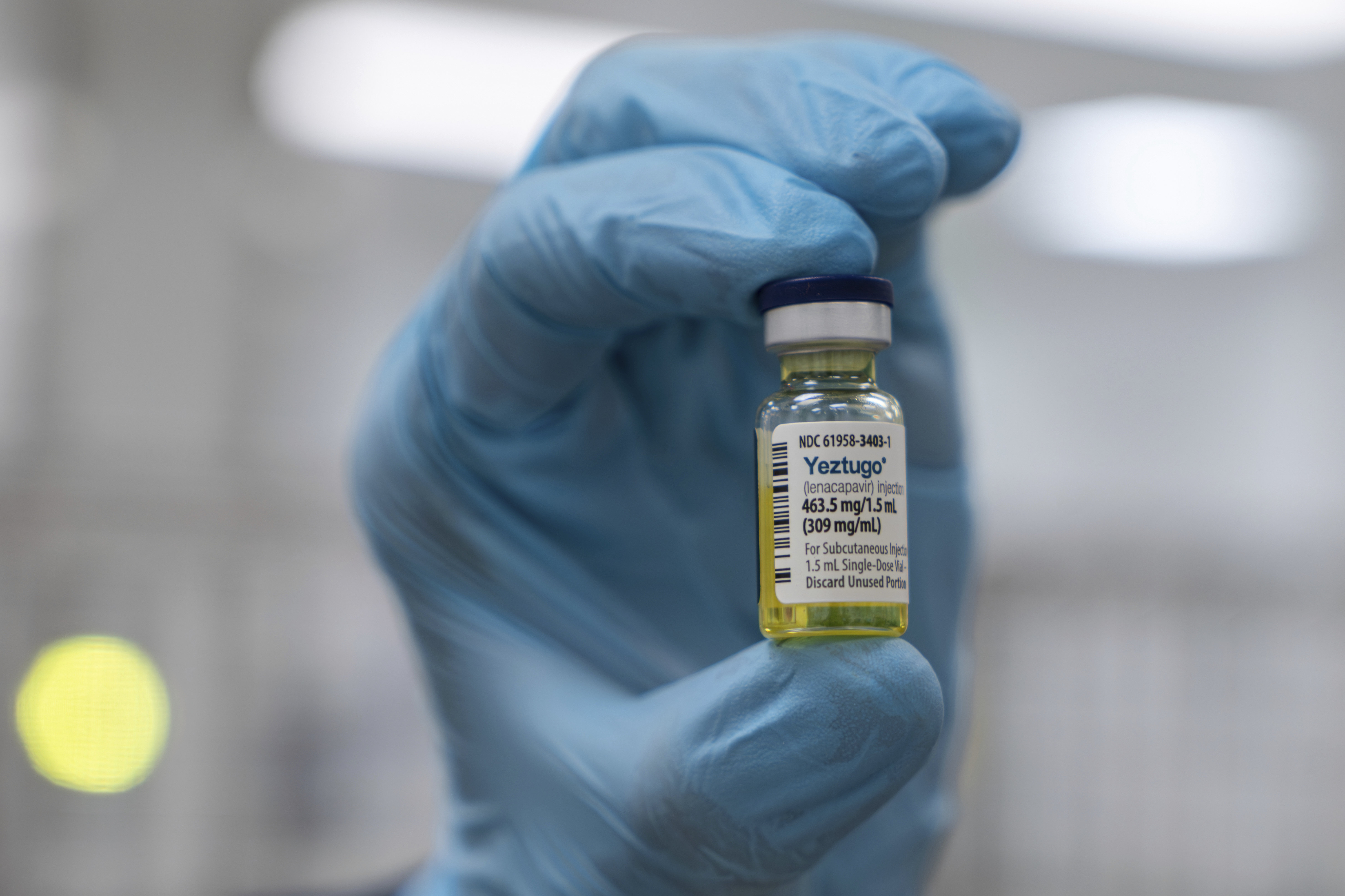 This photo provided by Gilead Sciences shows a vial of the company's HIV prevention medication, Yeztugo, (lenacapvir) at a manufacturing facility in La Verne, Calif., in June 2025. (Gilead Sciences via AP)