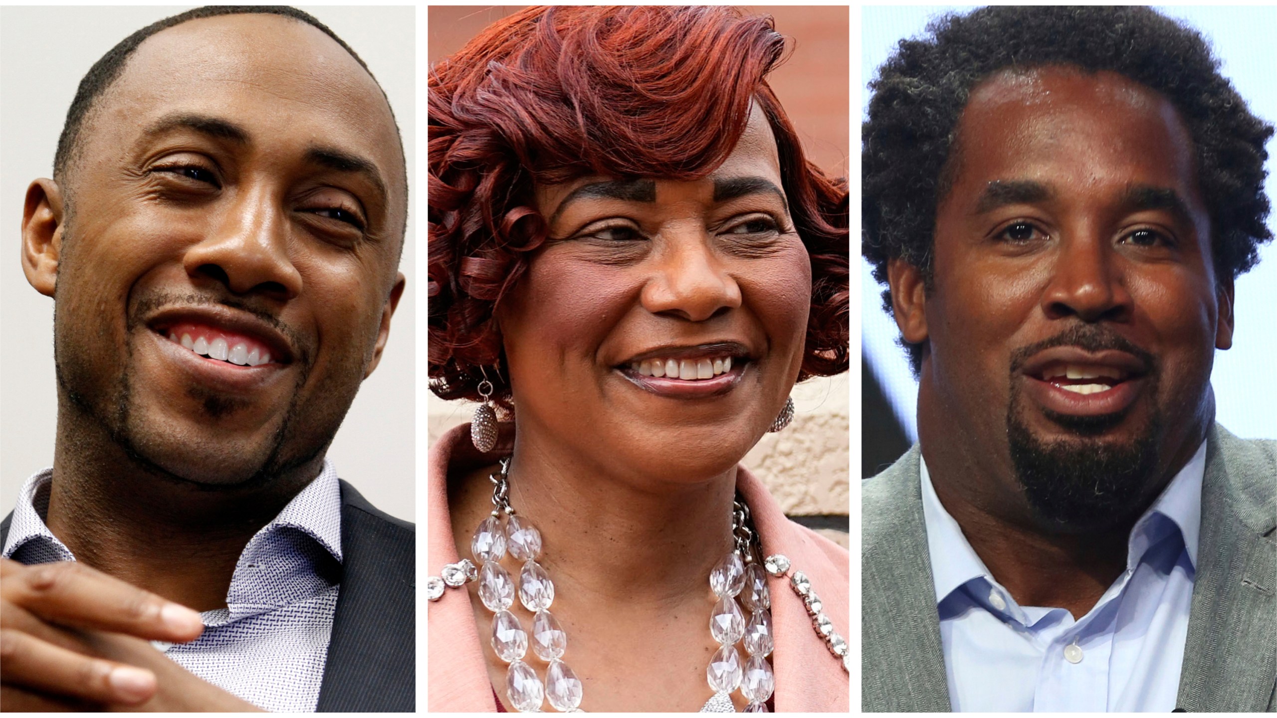 This combination of 2016, 2024 and 2017 photos shows, from left, Ashley D. Bell, Bernice A. King and Dhani Jones. (AP Photo/Paul Holston, Brynn Anderson, Willy Sanjuan)