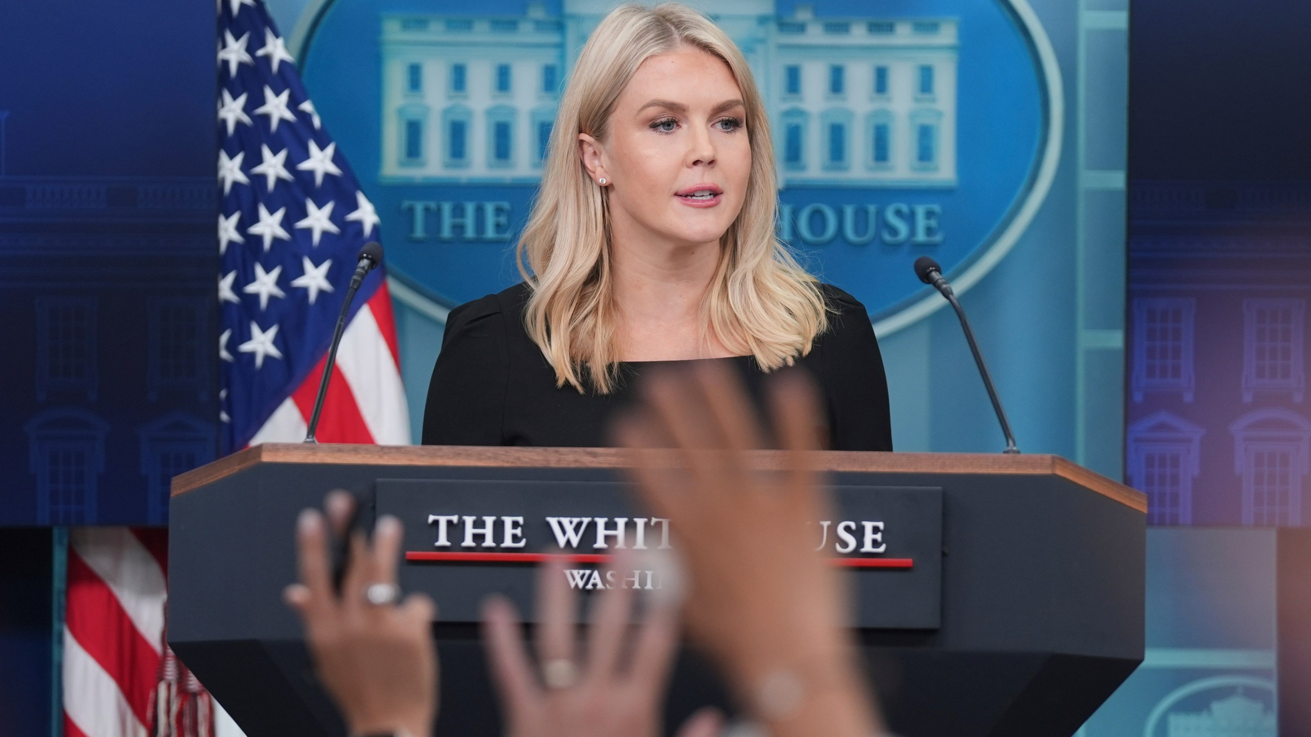 White House press secretary Karoline Leavitt speaks during a press briefing at the White House, Thursday, June 19, 2025, in Washington. (AP Photo/Evan Vucci)