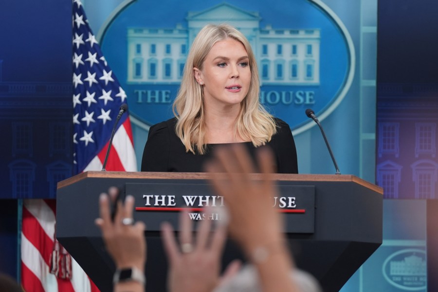 White House press secretary Karoline Leavitt speaks during a press briefing at the White House, Thursday, June 19, 2025, in Washington. (AP Photo/Evan Vucci)