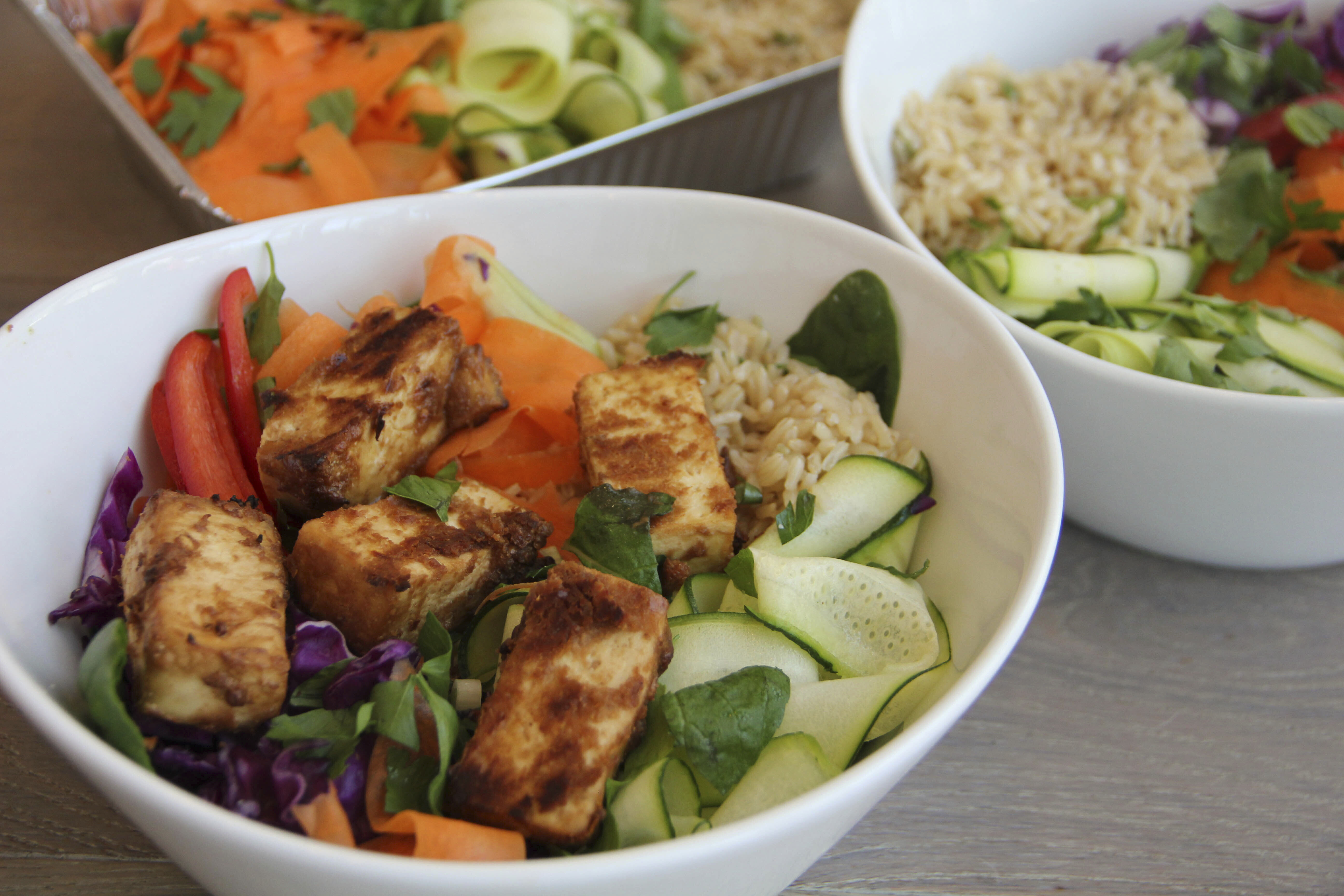 FILE - A Thai peanut, vegetable and tofu bowl is displayed for a photograph in Coronado, Calif., on April 29, 2017. (Melissa d'Arabian via AP, File)