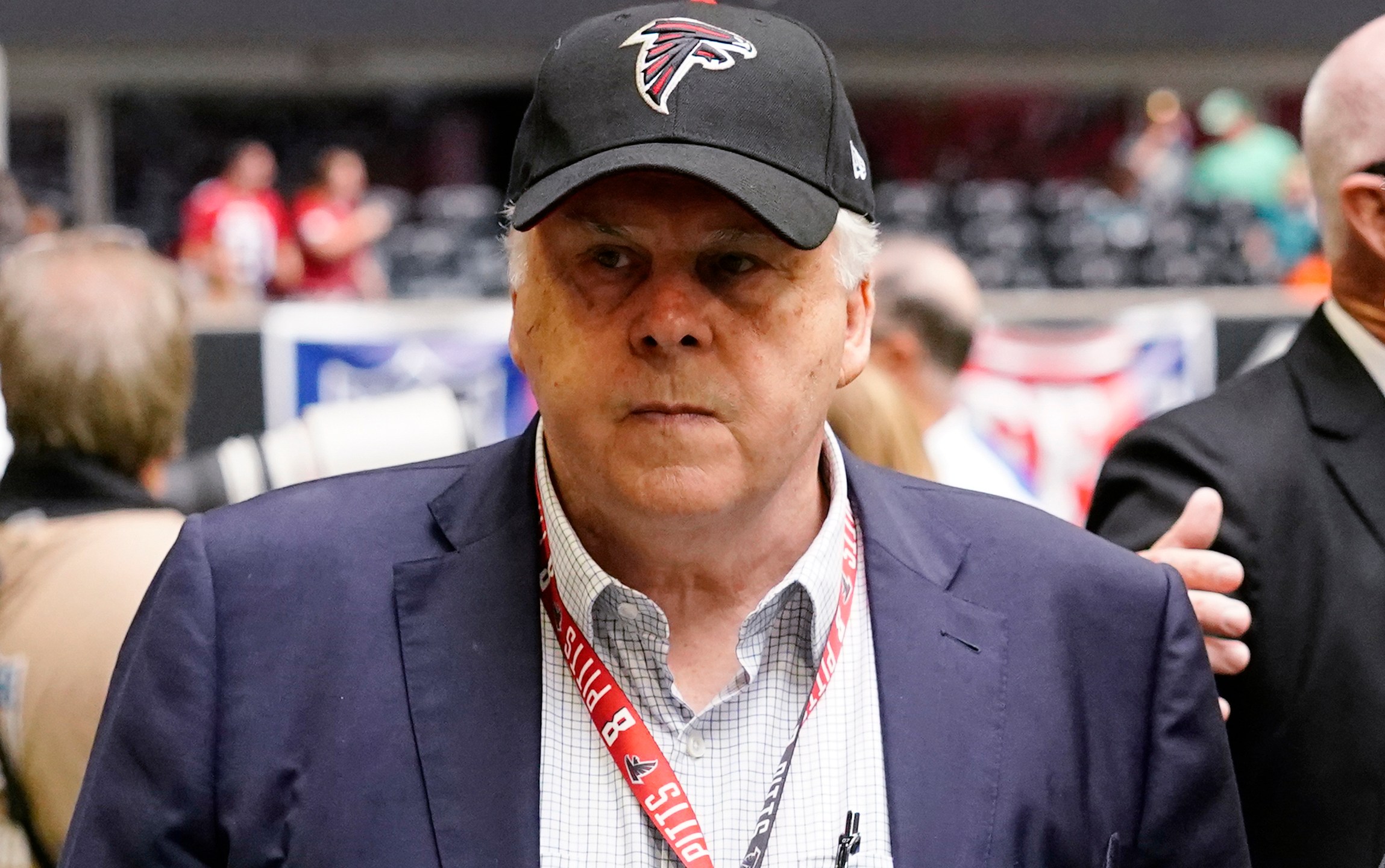 FILE - Frederick W. Smith, Chairman, President and CEO of FedEx Corporation is seen before the first half of an NFL football game between the Atlanta Falcons and the Philadelphia Eagles, Sunday, Sept. 12, 2021, in Atlanta. (AP Photo/John Bazemore, File)