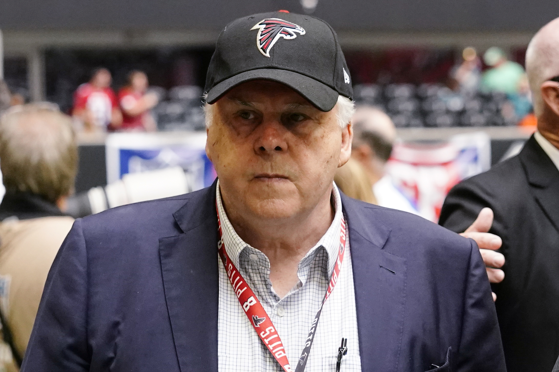 FILE - Frederick W. Smith, Chairman, President and CEO of FedEx Corporation is seen before the first half of an NFL football game between the Atlanta Falcons and the Philadelphia Eagles, Sunday, Sept. 12, 2021, in Atlanta. (AP Photo/John Bazemore, File)