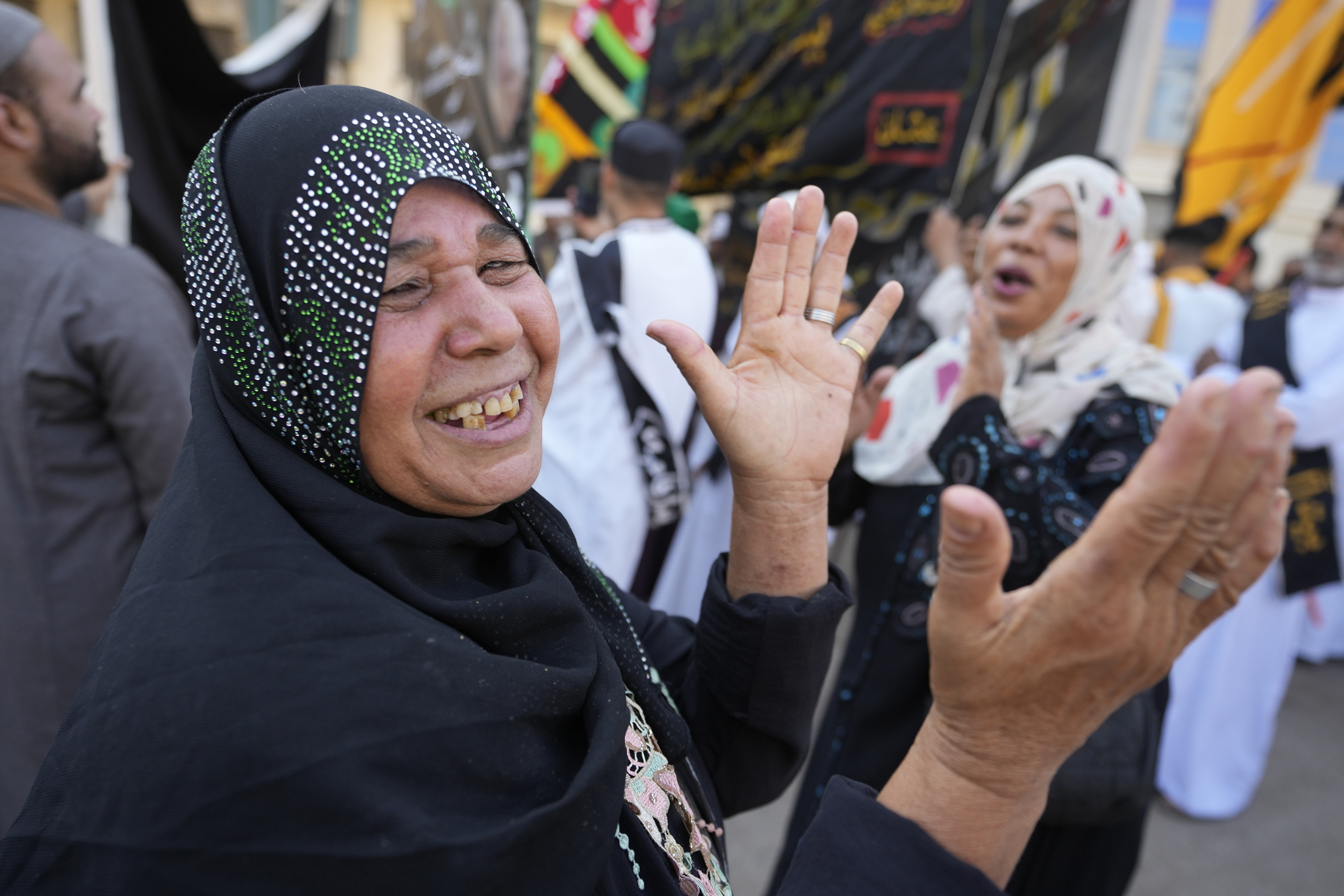 FILE - Sufi Muslims perform Zikr, or remembrance of God, as they sing Islamic songs during a parade to commemorate the beginning of the Islamic new year, 1446 Hijri, in Cairo, Egypt, July 7, 2024. (AP Photo/Amr Nabil, File)