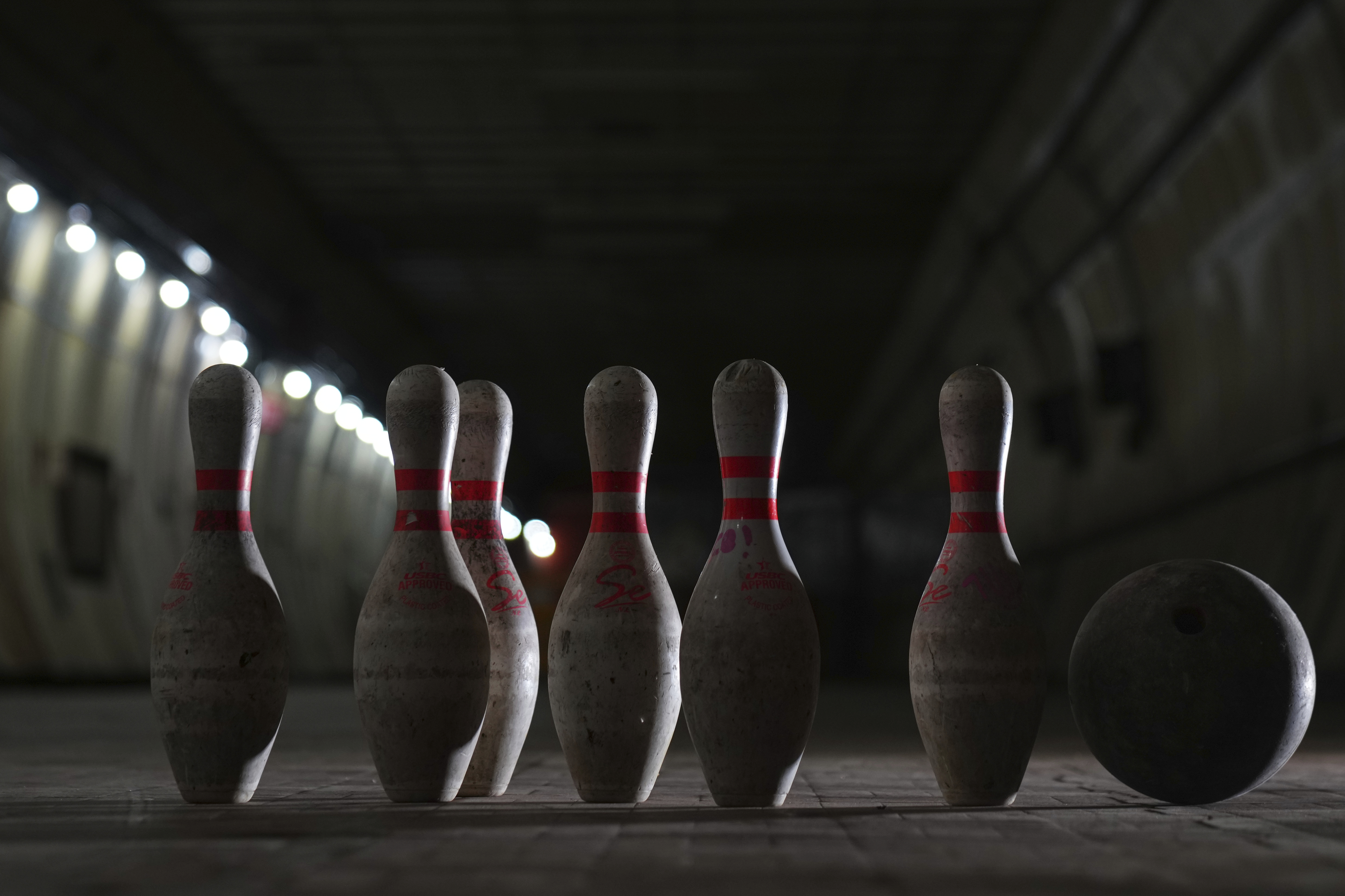 Skittles left in one of the tunnels are seen during a press tour in London, Thursday, June 19, 2025. (AP Photo/Joanna Chan)
