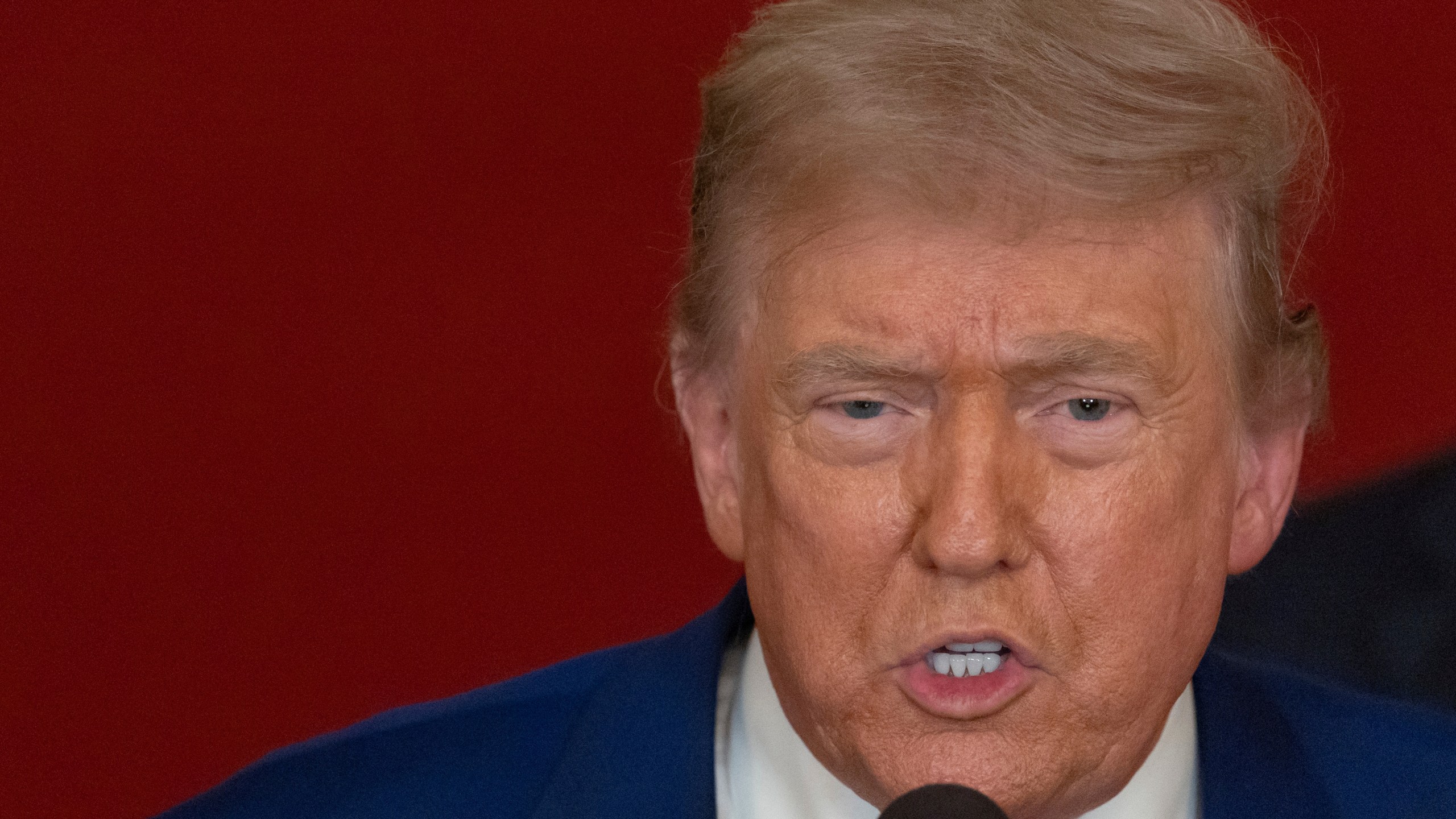 President Donald Trump speaks from the East Room of the White House in Washington, Saturday, June 21, 2025, after the U.S. military struck three Iranian nuclear and military sites, directly joining Israel's effort to decapitate the country's nuclear program. (Carlos Barria/Pool via AP)