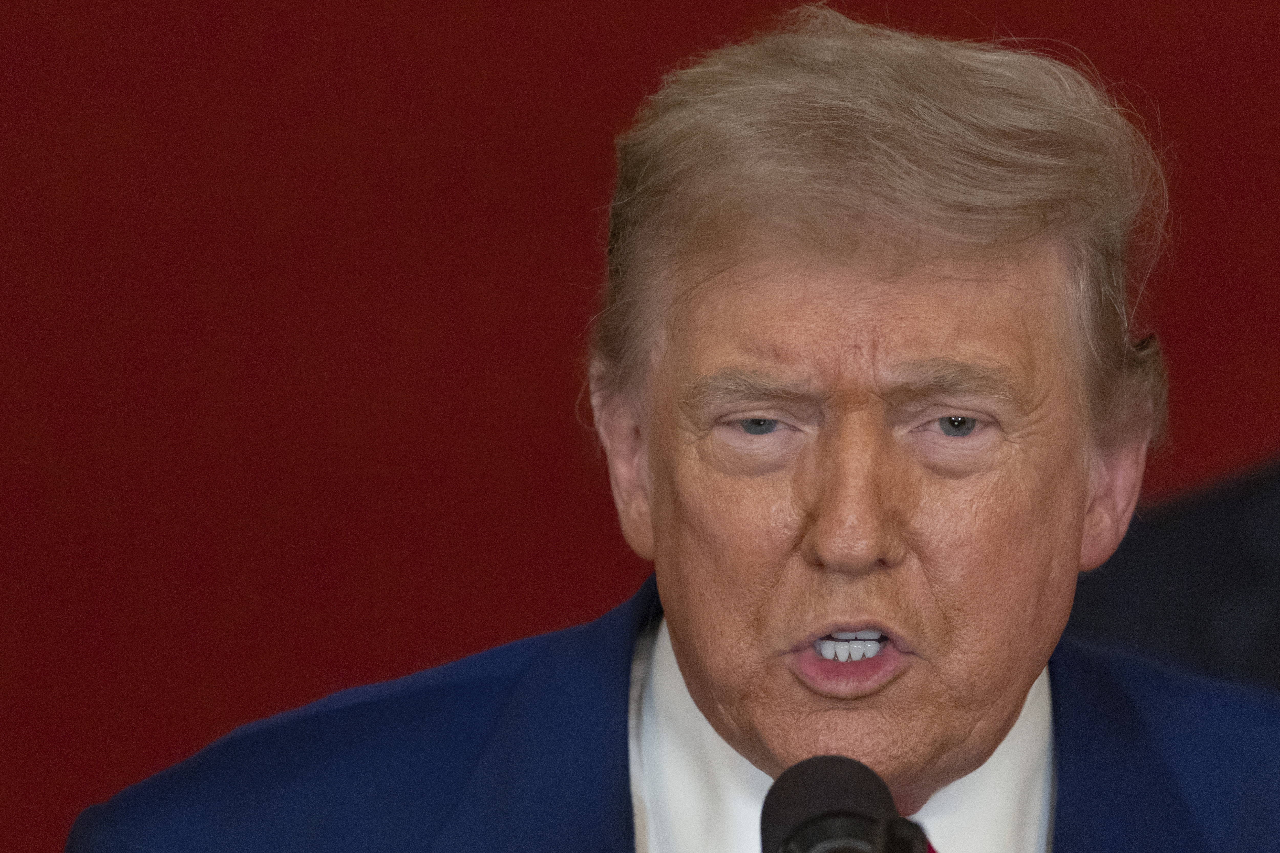 President Donald Trump speaks from the East Room of the White House in Washington, Saturday, June 21, 2025, after the U.S. military struck three Iranian nuclear and military sites, directly joining Israel's effort to decapitate the country's nuclear program. (Carlos Barria/Pool via AP)