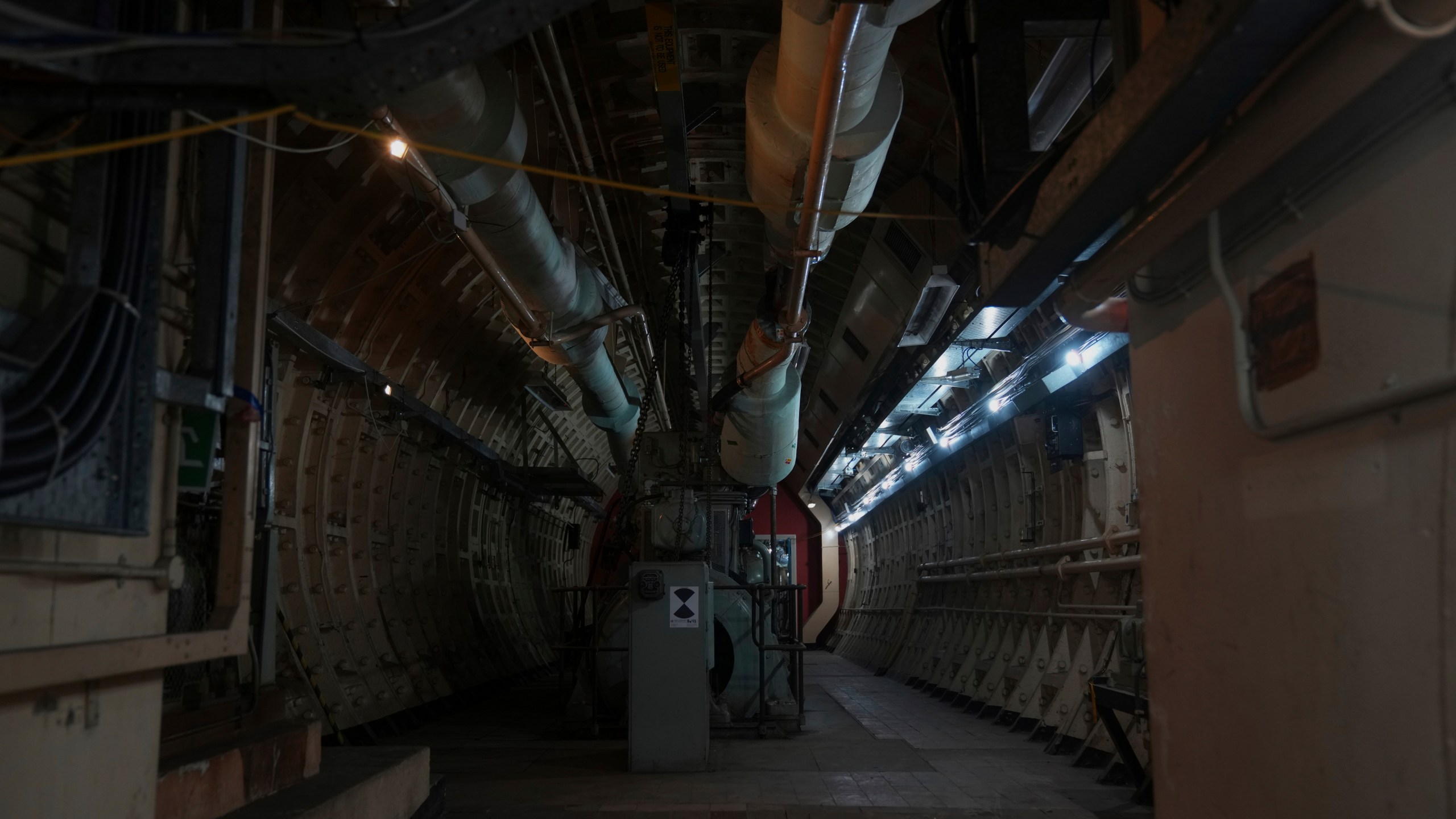 A general view of one of the tunnels during a press tour London, Thursday, June 19, 2025. (AP Photo/Joanna Chan)