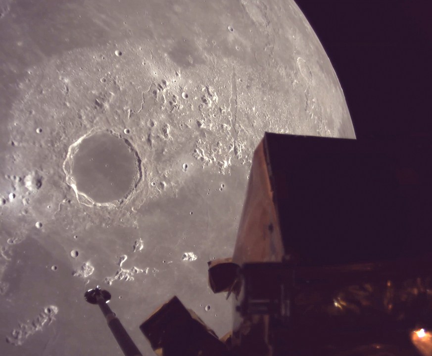 This image provided by ispace, inc. shows the Resilience lander circling the moon, June 4, 2025. (ispace, inc. via AP)