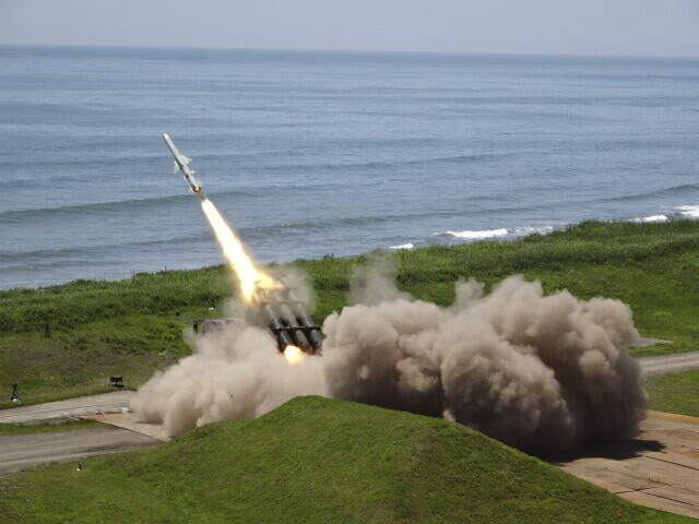 Japan's army test-fires a Type 88 surface-to-ship short-range missile at the Shizunai Anti-Air Firing Range on Japan's northern main island of Hokkaido in its first missile test on Japanese territory on June 24, 2025. (Japan Ground Self-Defense Force via AP)