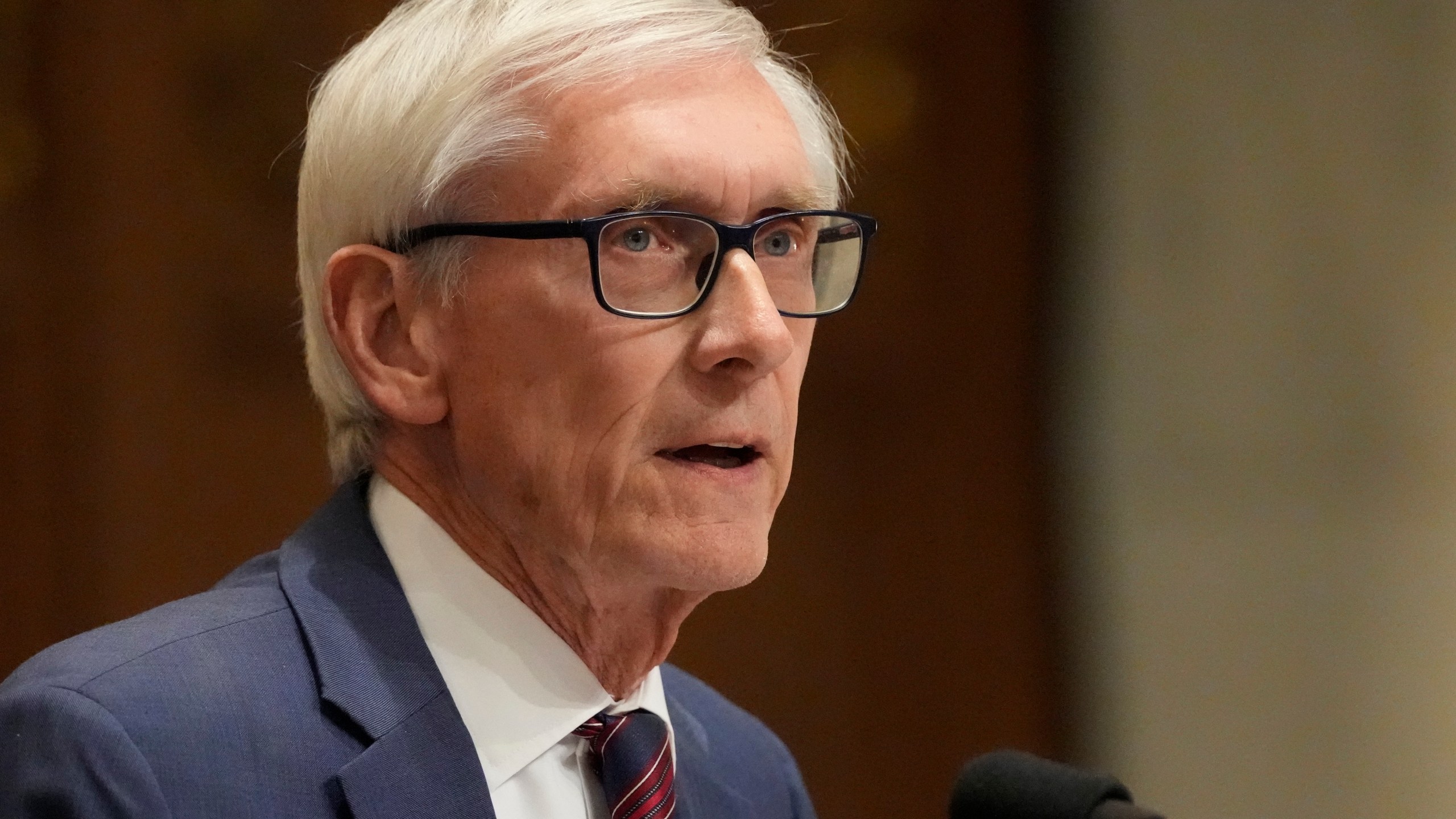 FILE - Wisconsin Gov. Tony Evers gives the annual State of the State address, Jan. 22, 2025, at the state Capitol in Madison, Wis. (AP Photo/Morry Gash, File)