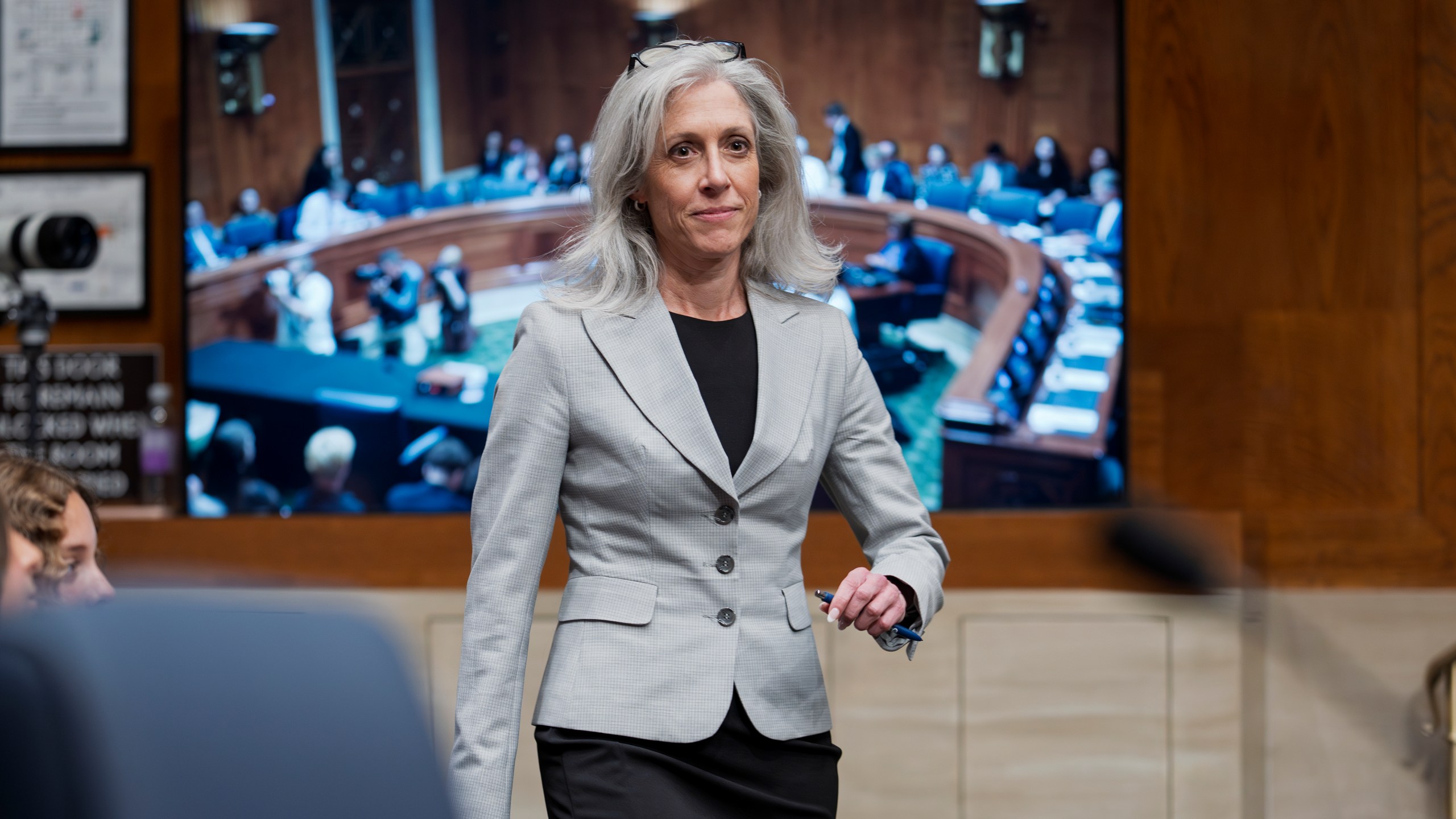 Susan Monarez, President Donald Trump's nominee to be director of the Centers for Disease Control and Prevention, arrives to testify before the Senate HELP Committee, at the Capitol in Washington, Wednesday, June 25, 2025. (AP Photo/J. Scott Applewhite)