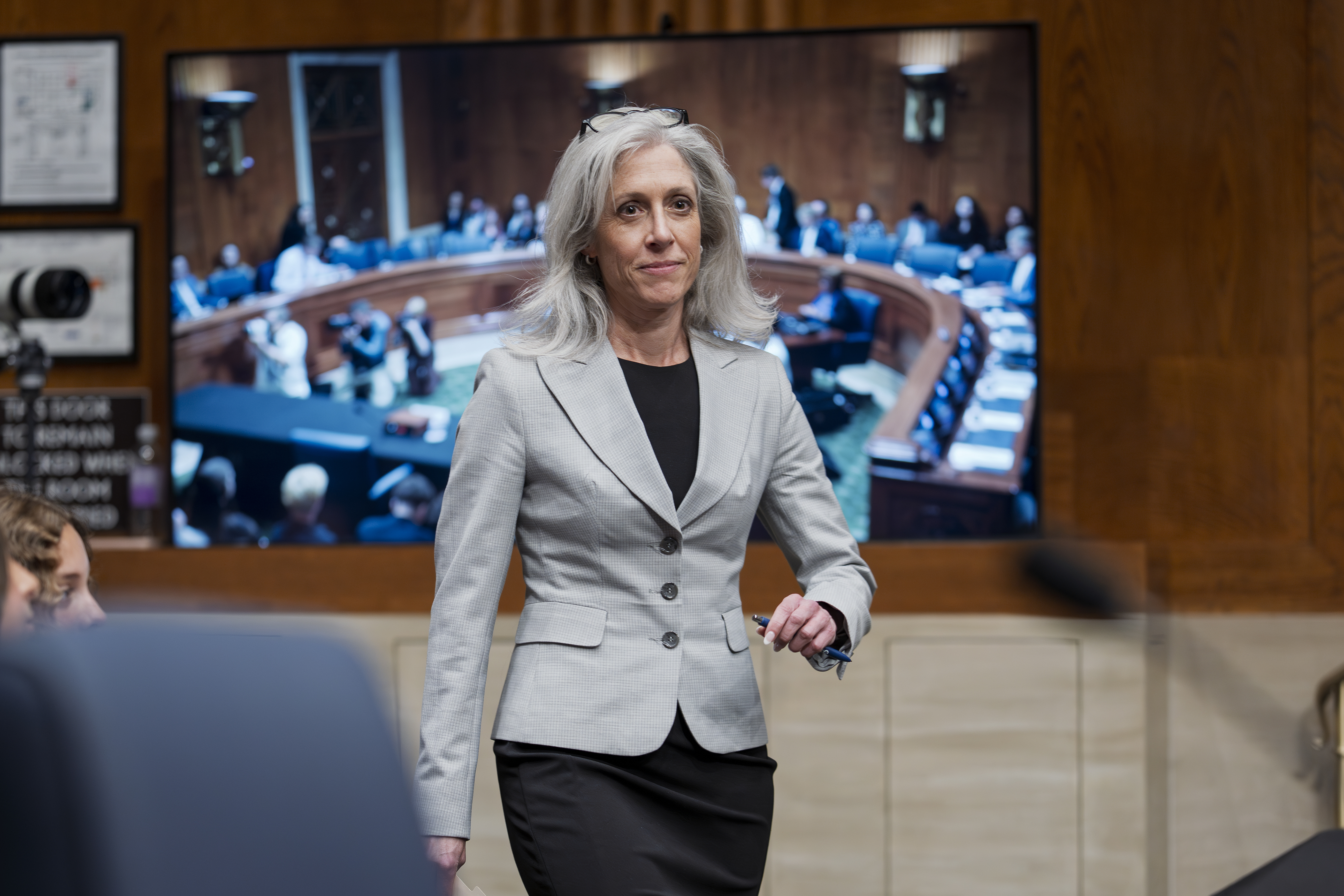 Susan Monarez, President Donald Trump's nominee to be director of the Centers for Disease Control and Prevention, arrives to testify before the Senate HELP Committee, at the Capitol in Washington, Wednesday, June 25, 2025. (AP Photo/J. Scott Applewhite)