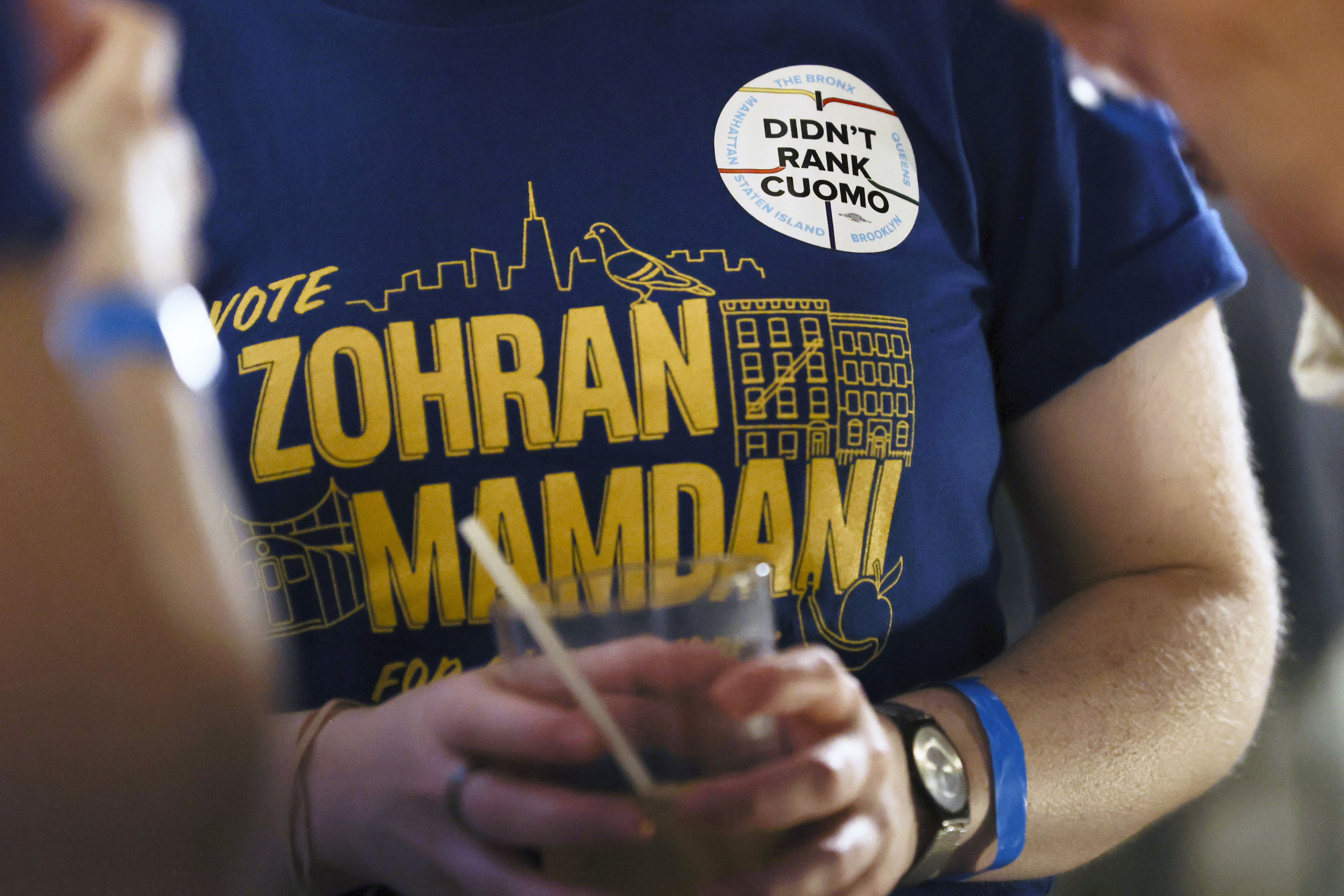 Supporters of Democratic mayoral candidate Zohran Mamdani gather for his primary election party, Tuesday, June 24, 2025, in New York. (AP Photo/Heather Khalifa)