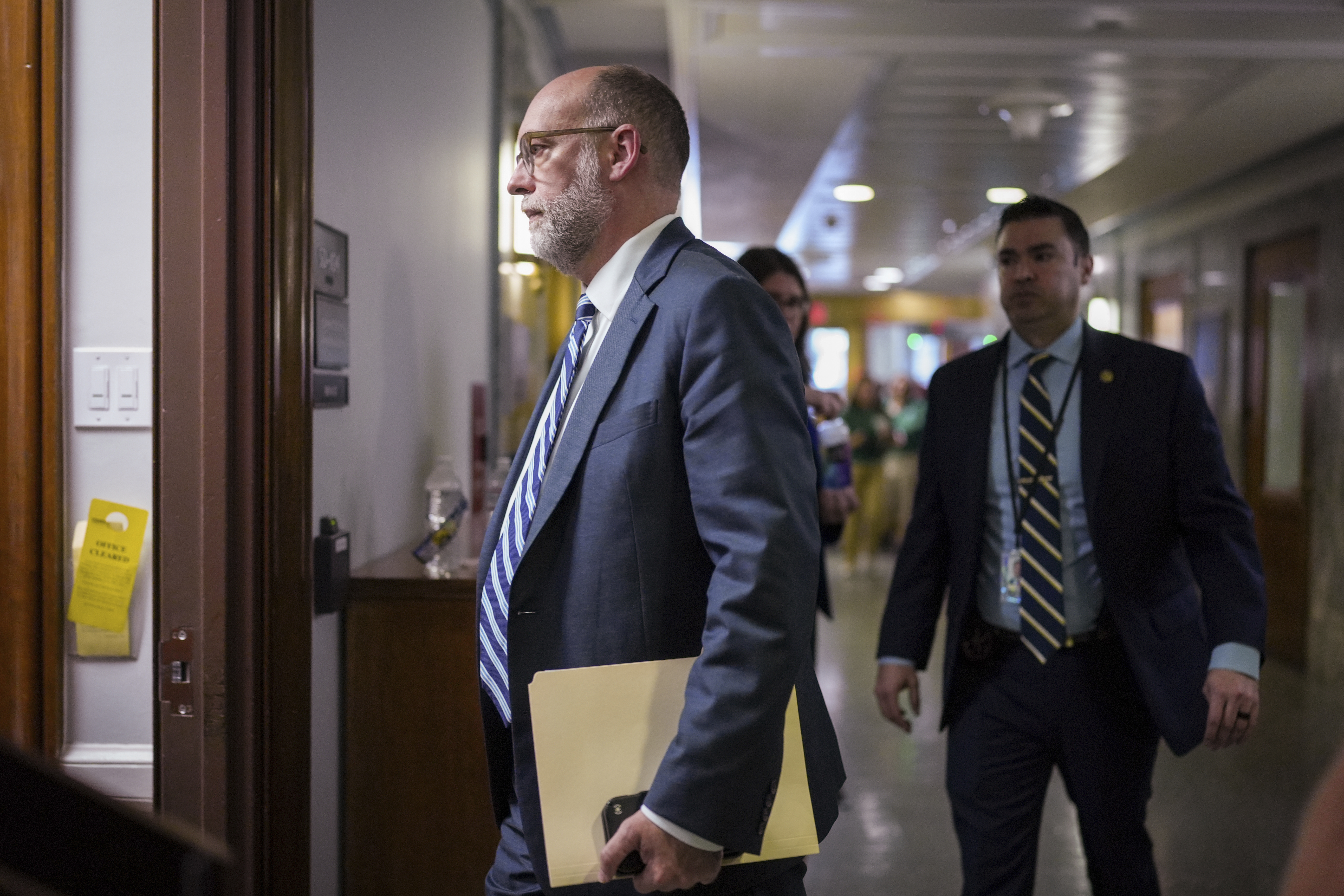 OMB Director Russ Vought arrives to testify before the Senate Appropriations Committee on the rescissions package, at the Capitol in Washington, Wednesday, June 25, 2025. (AP Photo/J. Scott Applewhite)