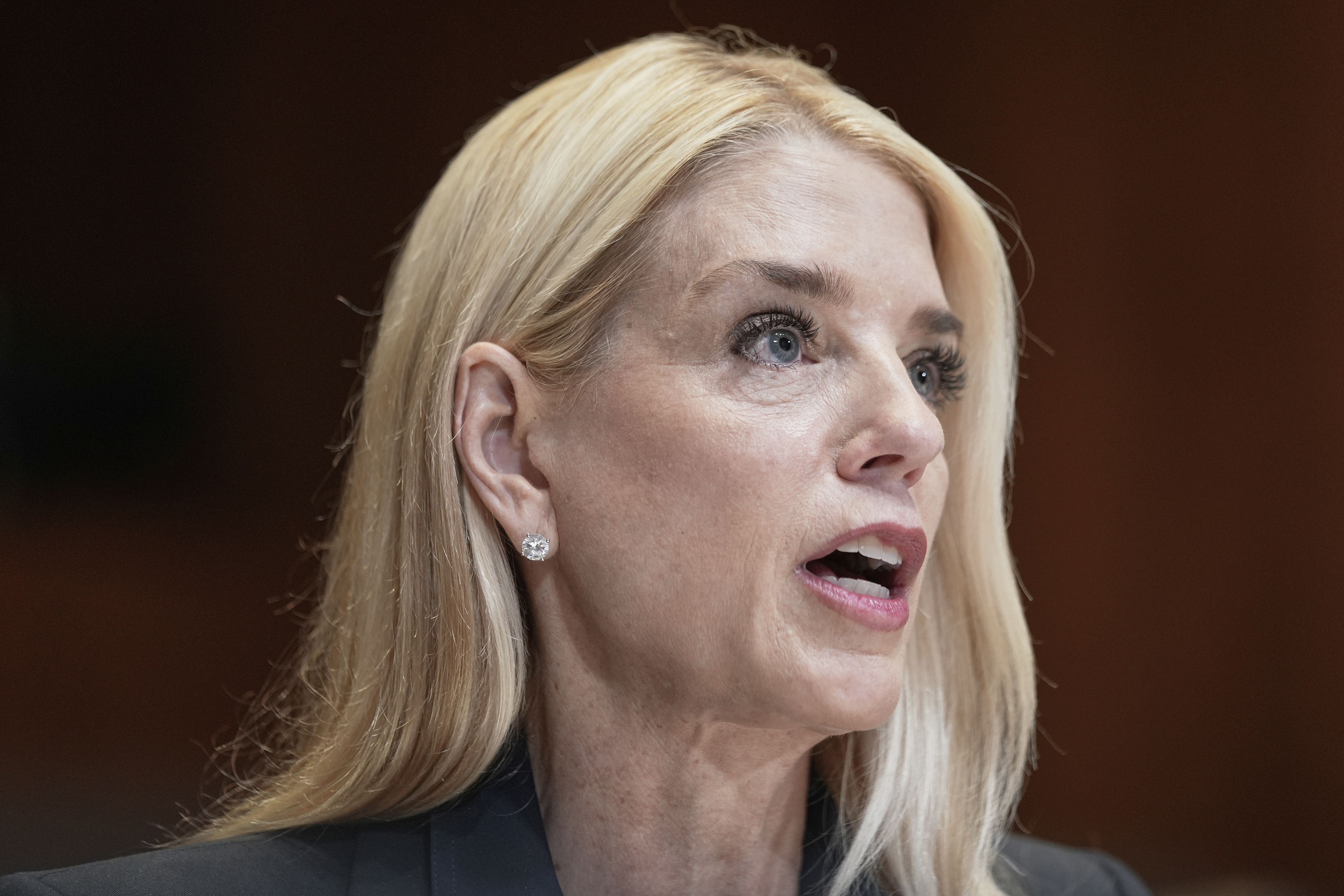 Attorney General Pam Bondi testifies during a Senate Appropriations Committee hearing on the President's Fiscal Year 2026 Budget on Capitol Hill, Wednesday, June 25, 2025, in Washington. (AP Photo/Mariam Zuhaib)