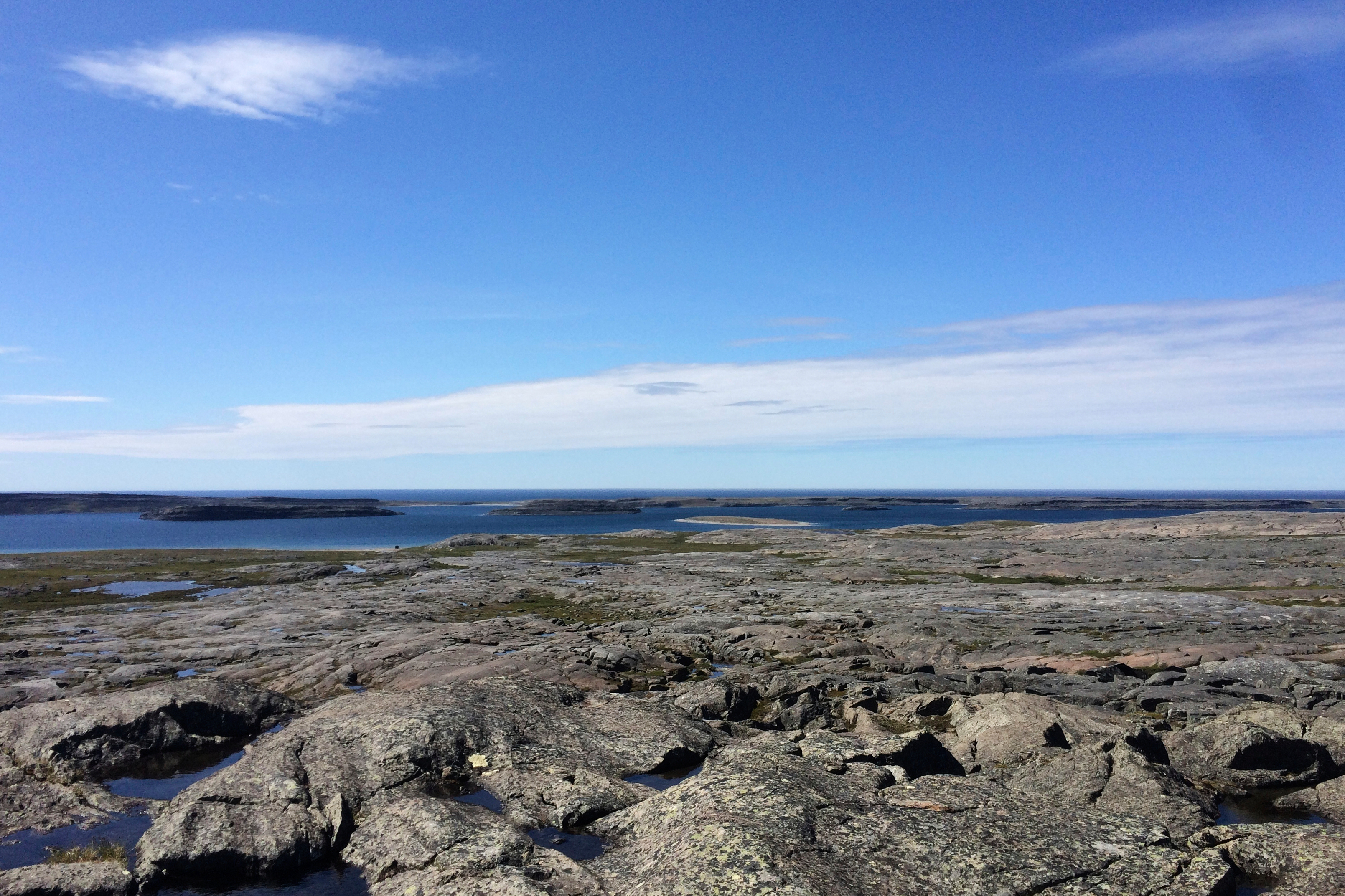 This photo provided by researcher Jonathan O'Neil shows the landscape at the Nuvvuagittuq Greenstone Belt in northeastern Canada. (Jonathan O'Neil via AP)