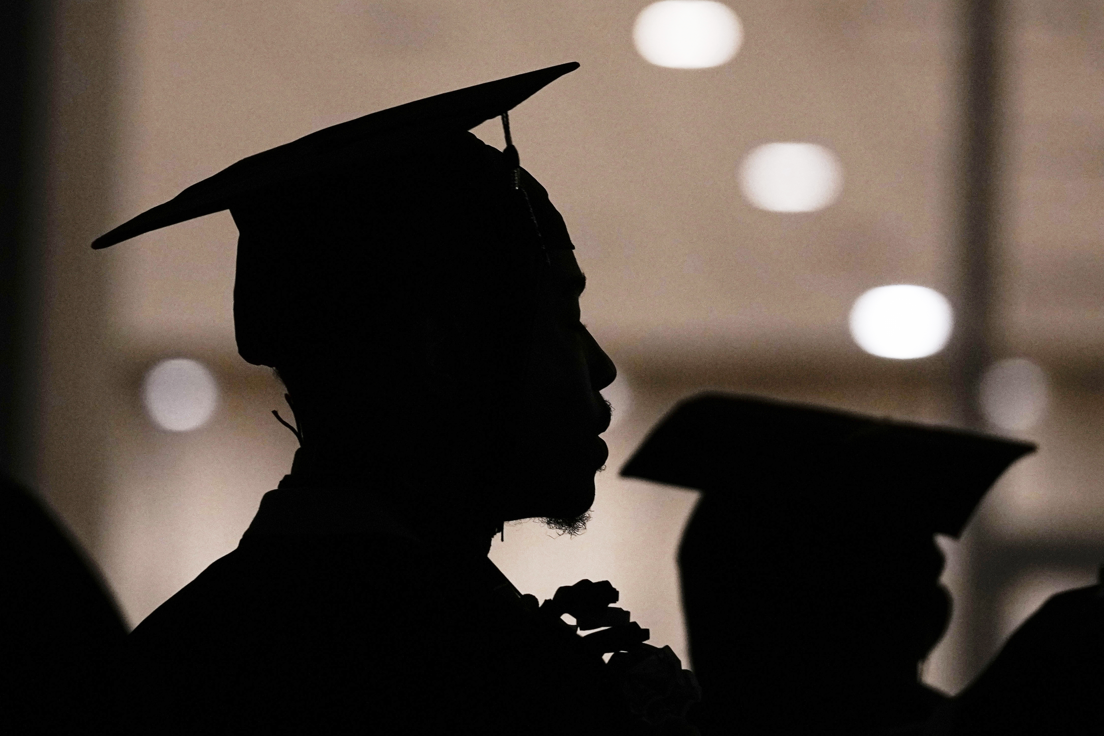 FILE - Morehouse College students line up before the school's commencement ceremonies in Atlanta on May 19, 2024. (AP Photo/Brynn Anderson, File)
