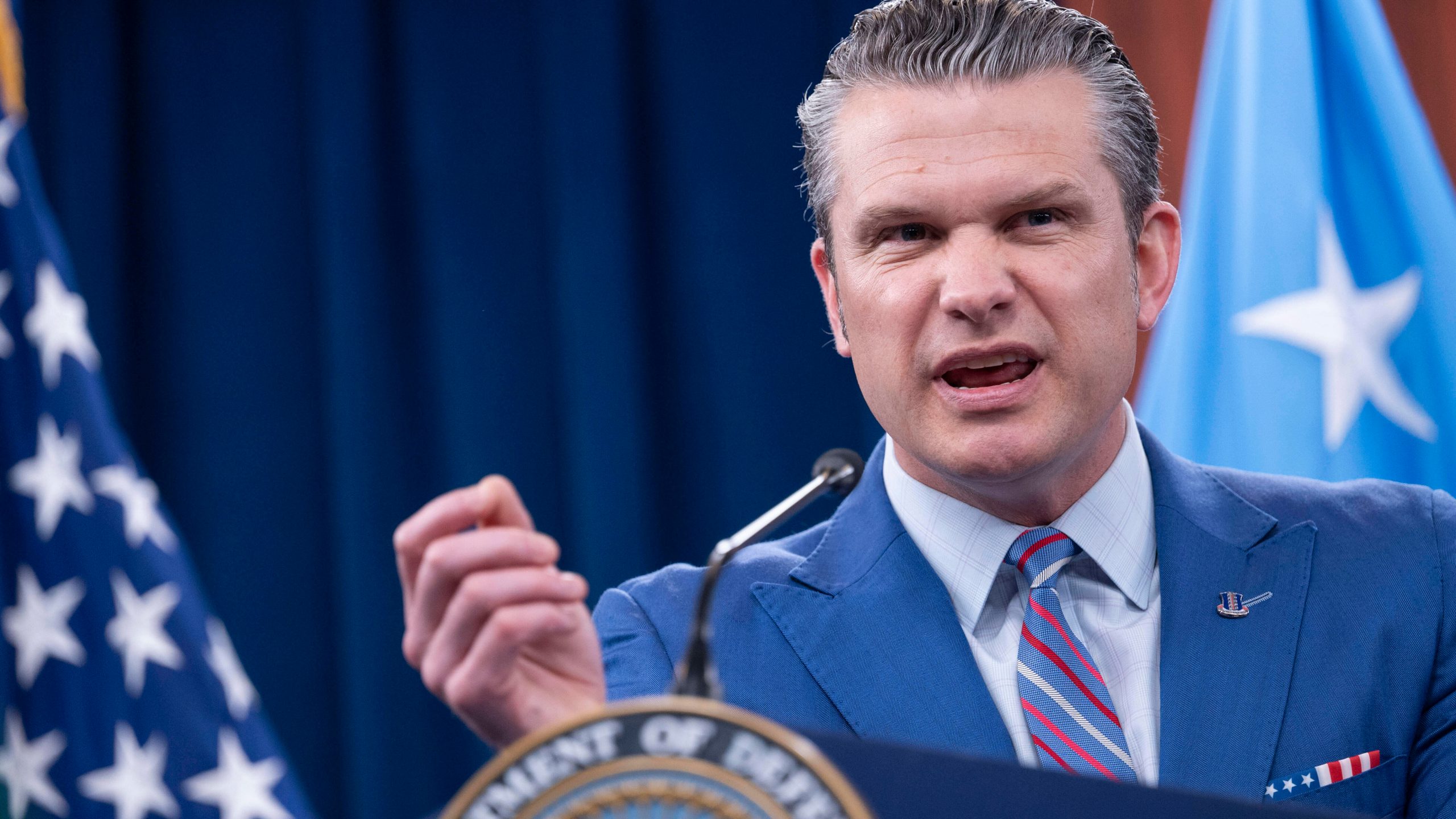 Defense Secretary Pete Hegseth speaks during a news conference at the Pentagon, Thursday, June 26, 2025 in Washington. (AP Photo/Kevin Wolf)