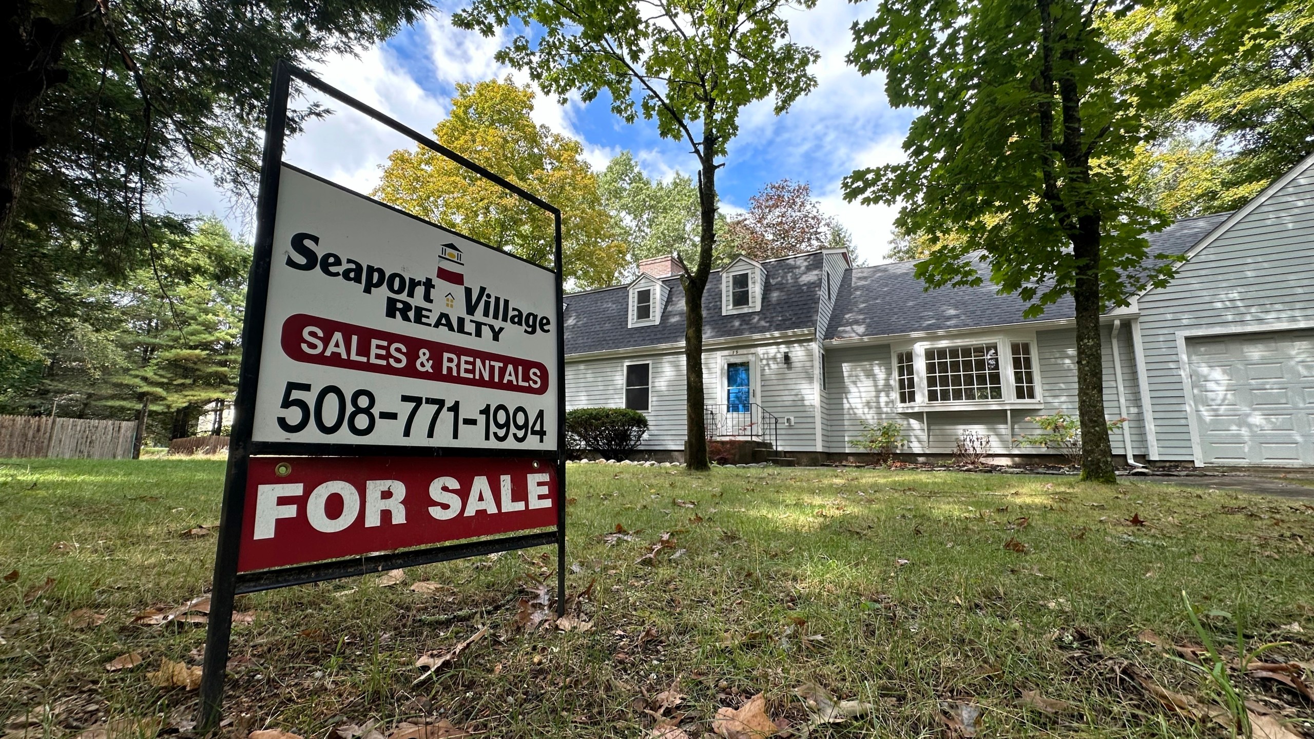 FILE - A home for sale in Sudbury, Mass., is shown on Sunday, Sept. 22, 2024. (AP Photo/Peter Morgan, File)