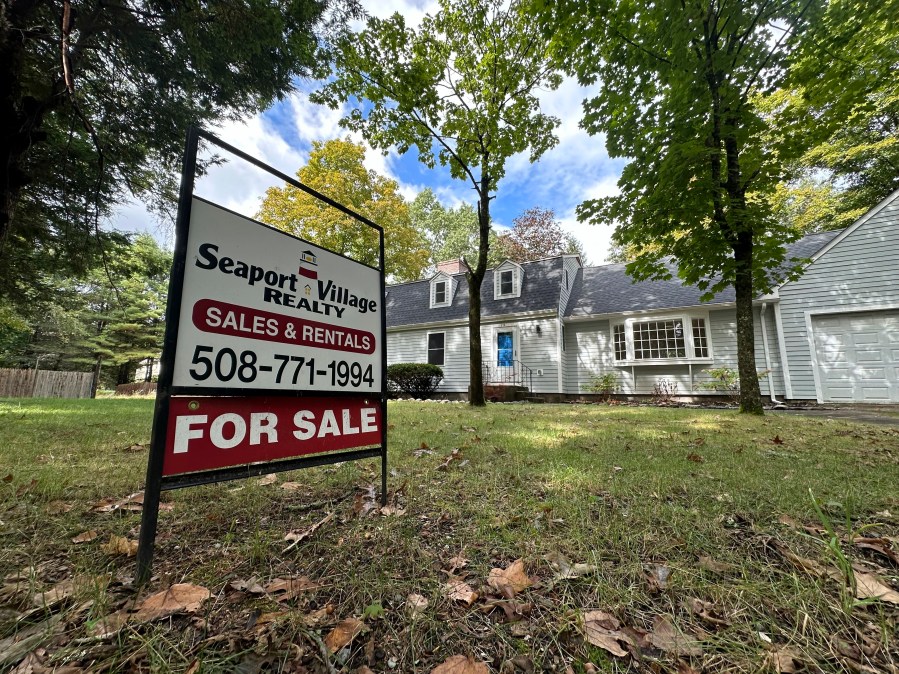 FILE - A home for sale in Sudbury, Mass., is shown on Sunday, Sept. 22, 2024. (AP Photo/Peter Morgan, File)