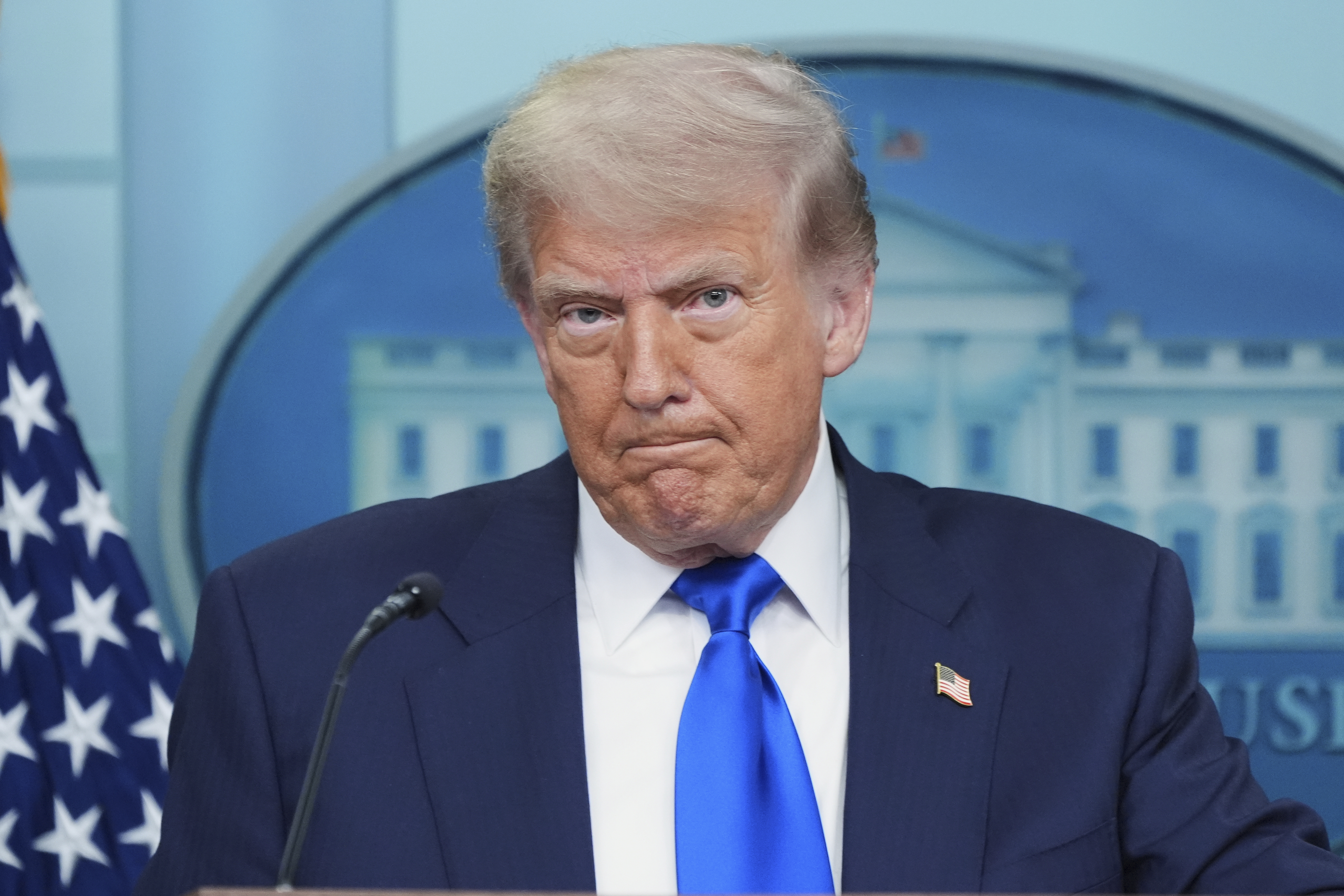 President Donald Trump listens during a briefing with the media, Friday, June 27, 2025, at the White House in Washington. (AP Photo/Jacquelyn Martin)