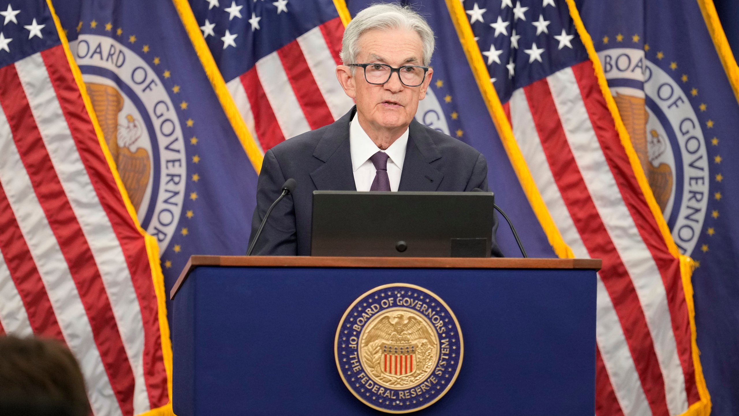Federal Reserve Board Chairman Jerome Powell speaks during a news conference at the Federal Reserve in Washington, Wednesday, June 18, 2025. (AP Photo/Mark Schiefelbein)