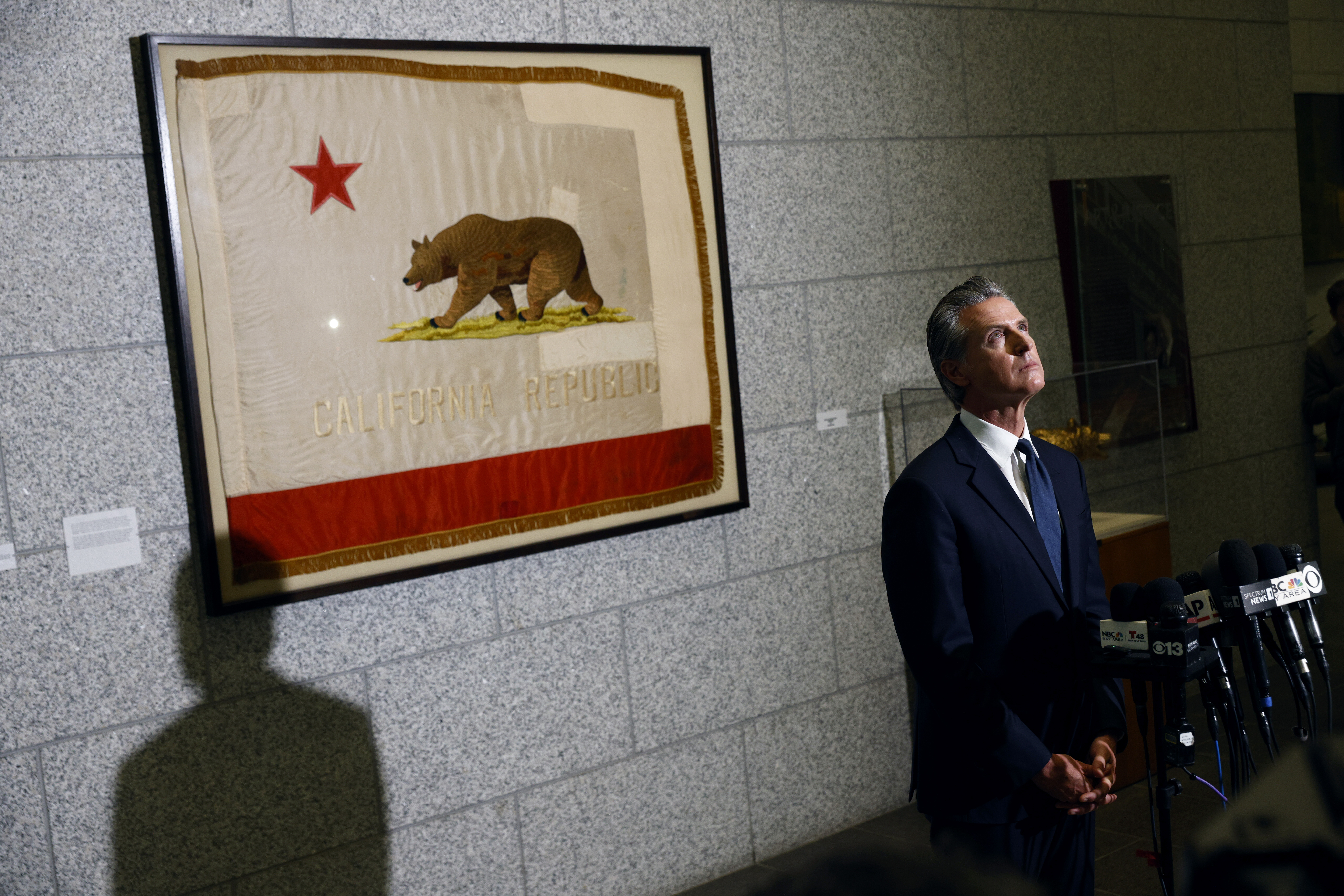 FILE - Gov. Gavin Newsom speaks after U.S. District Judge Charles Breyer granted an emergency temporary restraining order to stop President Trump's deployment of the California National Guard, Thursday, June 12, 2025, at the California State Supreme Court building in San Francisco. (Santiago Mejia/San Francisco Chronicle via AP, File)