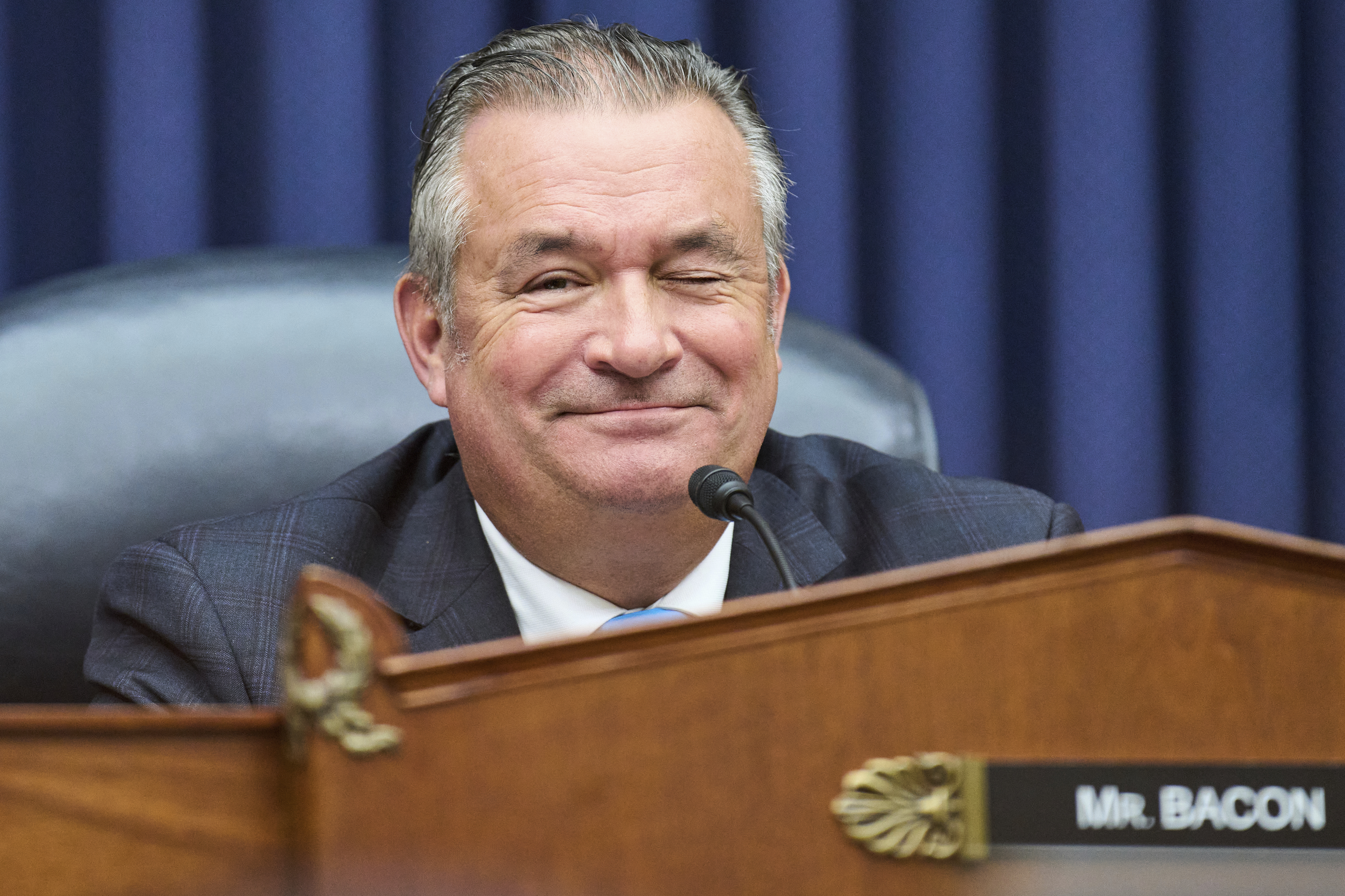Rep. Don Bacon, R-Neb., winks during a House Committee on Armed Services Chair hearing on the Department of the Army's Fiscal Year 2026 posture, Wednesday, June 4, 2025, on Capitol Hill in Washington. (Photo/Jacquelyn Martin)