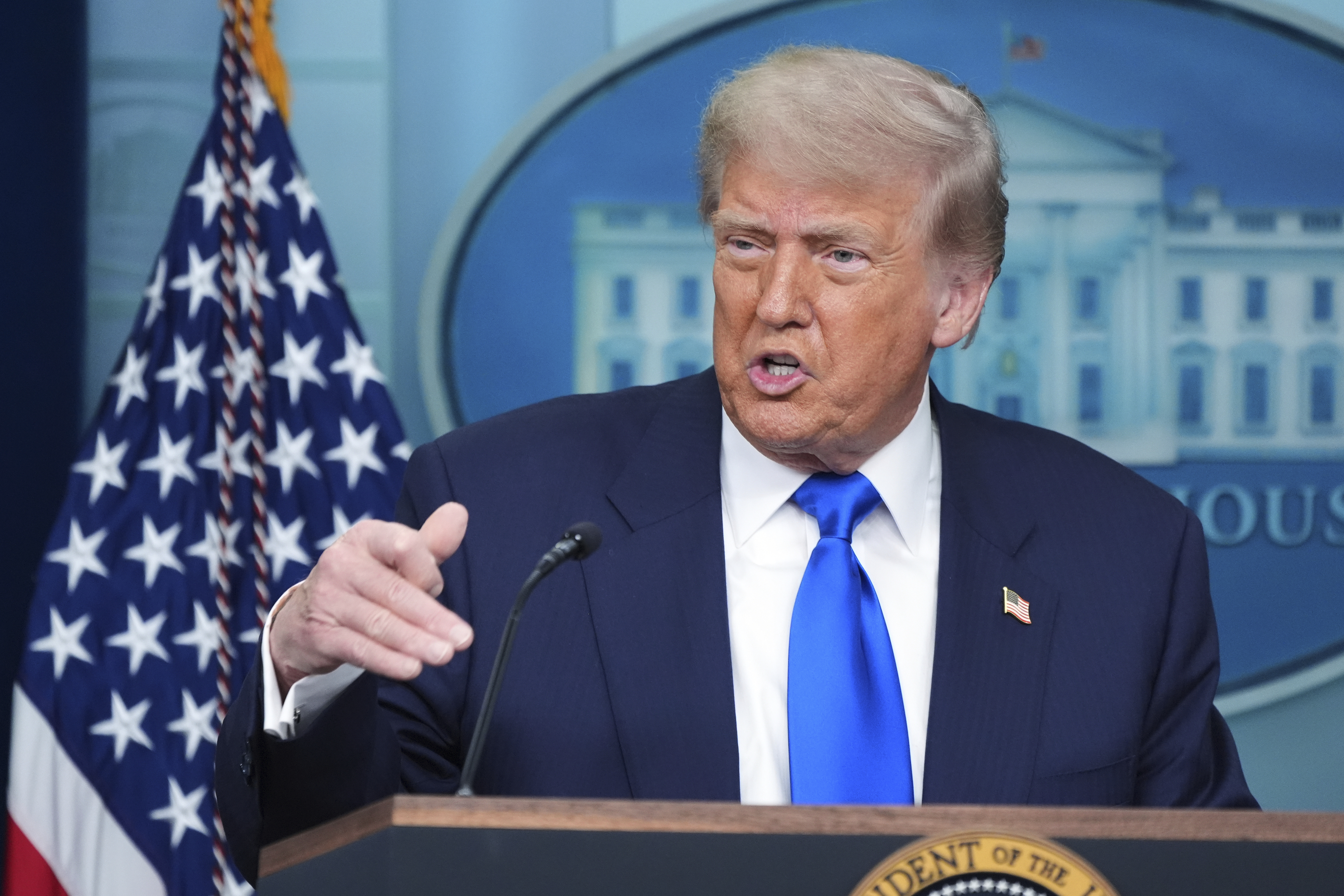 President Donald Trump speaks to the media, Friday, June 27, 2025, in the briefing room of the White House in Washington. (AP Photo/Jacquelyn Martin)