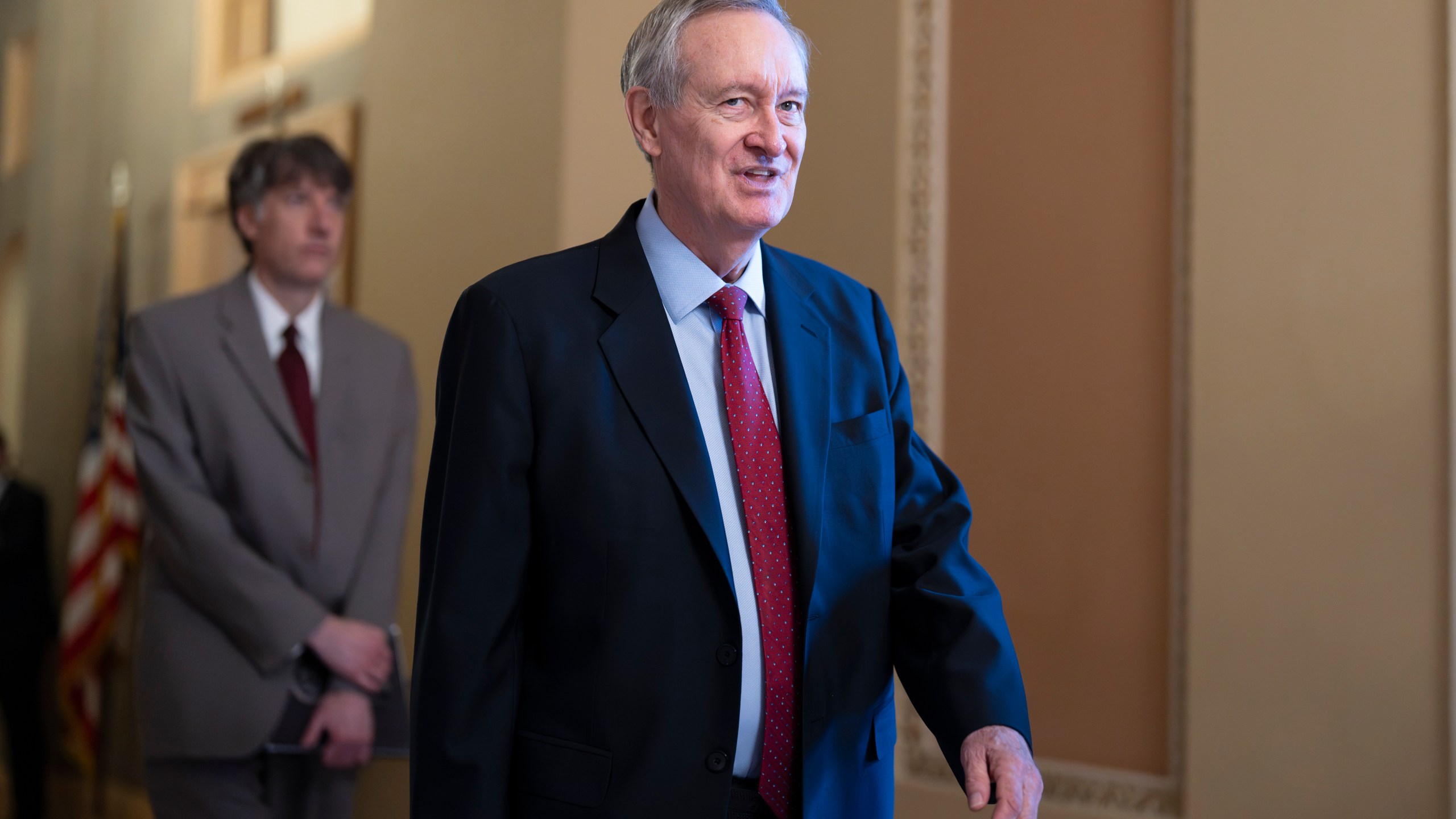 Senate Finance Committee Chairman Mike Crapo, R-Idaho, arrives for a closed-door Republican meeting to advance President Donald Trump's sweeping domestic policy bill, at the Capitol in Washington, Friday, June 27, 2025. (AP Photo/J. Scott Applewhite)