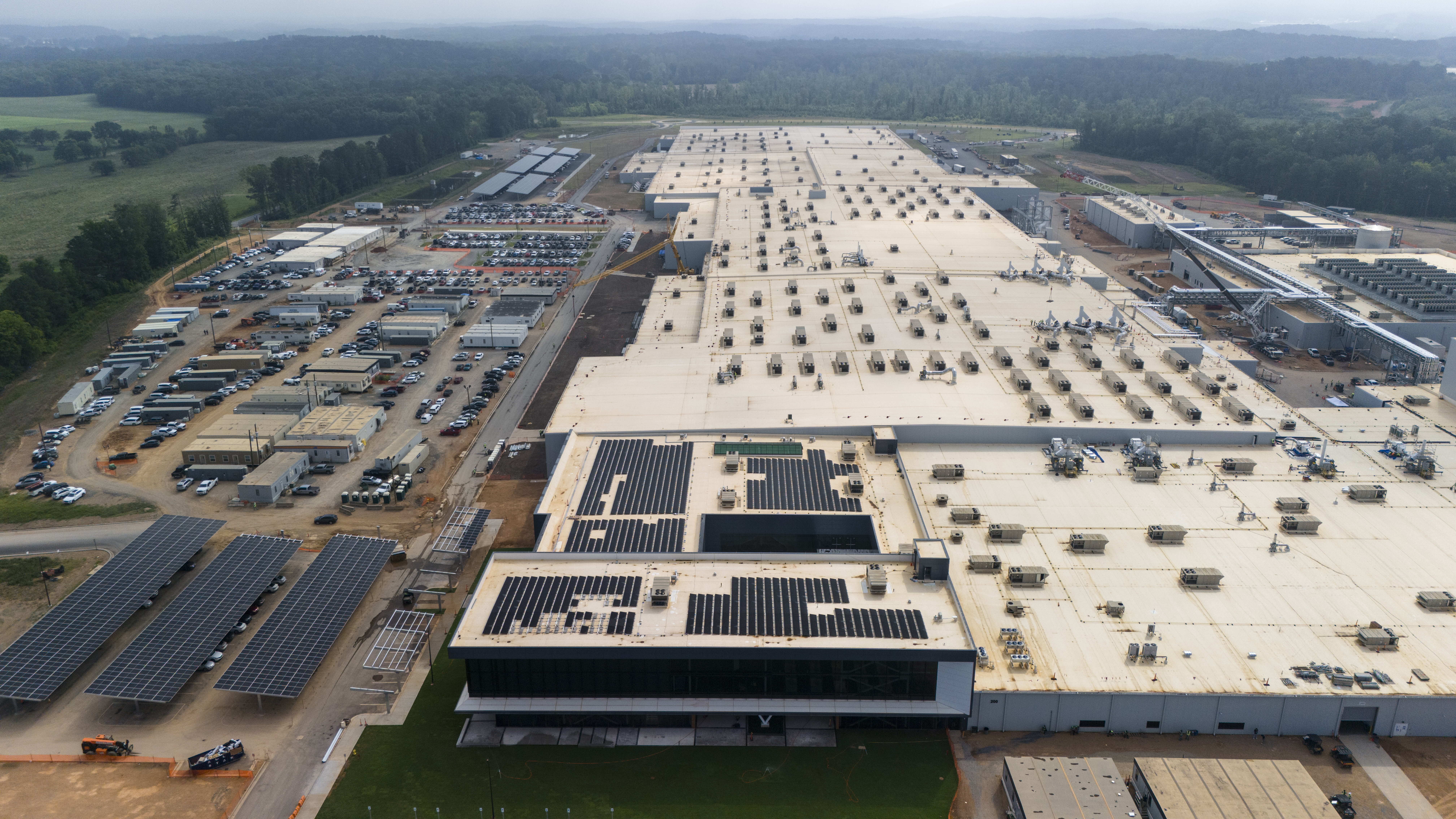 The Qcells solar panel plant is seen Friday, June 27, 2025, near Cartersville, Ga. (AP Photo/Mike Stewart)