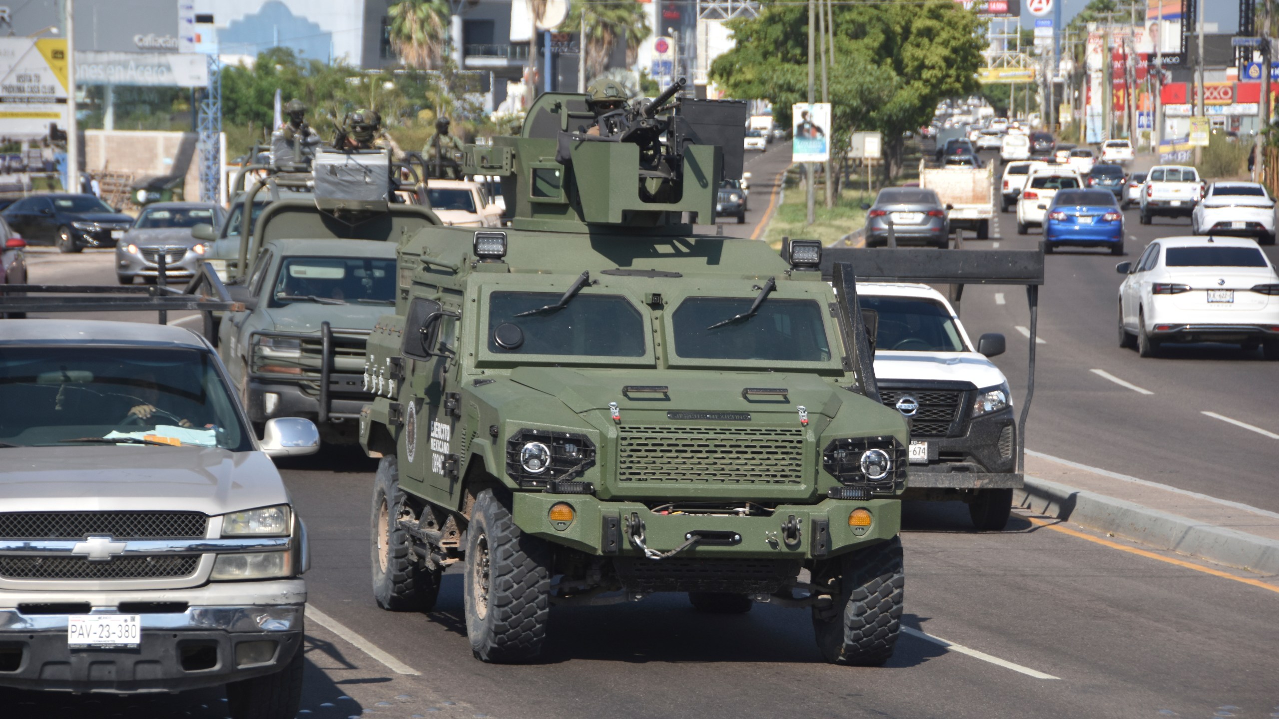 FILE - National Guards patrol the streets in Culiacan, Sinaloa state, Mexico, Oct. 14, 2024. (AP Photo)