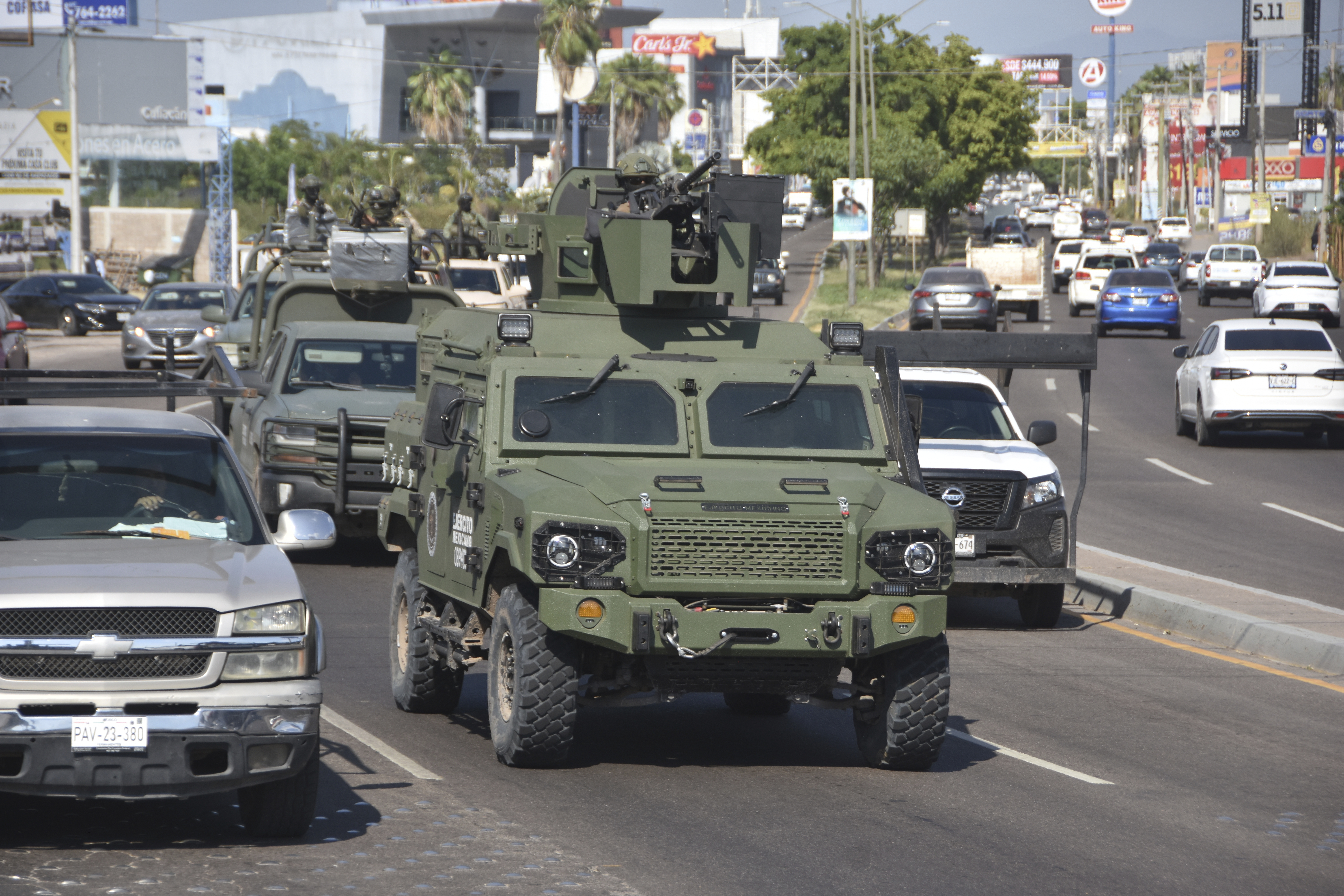 FILE - National Guards patrol the streets in Culiacan, Sinaloa state, Mexico, Oct. 14, 2024. (AP Photo)