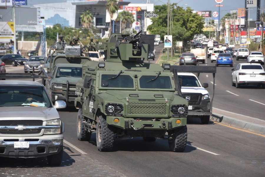 FILE - National Guards patrol the streets in Culiacan, Sinaloa state, Mexico, Oct. 14, 2024. (AP Photo)