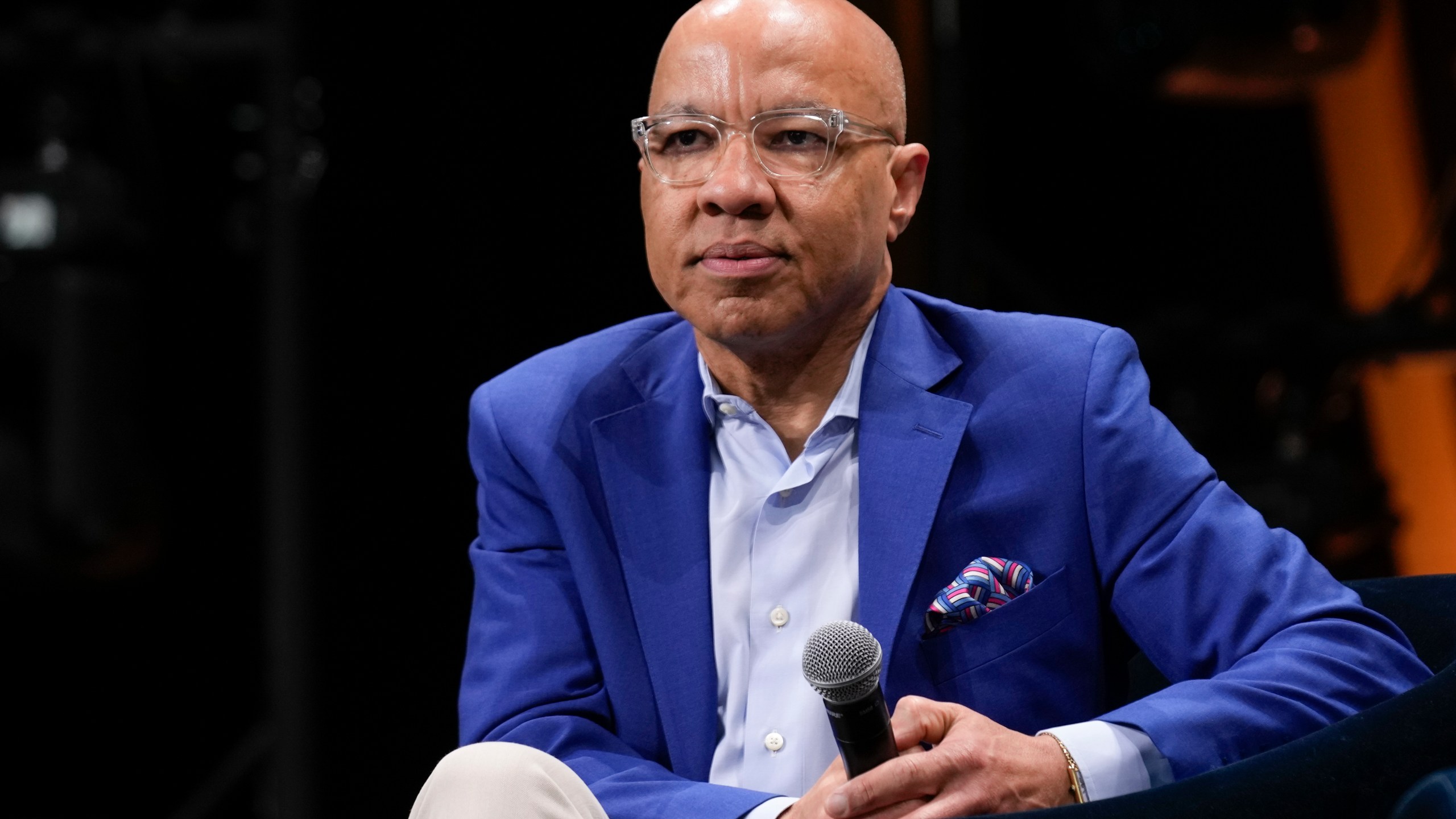 FILE - Darren Walker, president of the Ford Foundation, participates in the Gobal Citizen NOW conference in New York, Friday, April 28, 2023. (AP Photo/Seth Wenig, File)
