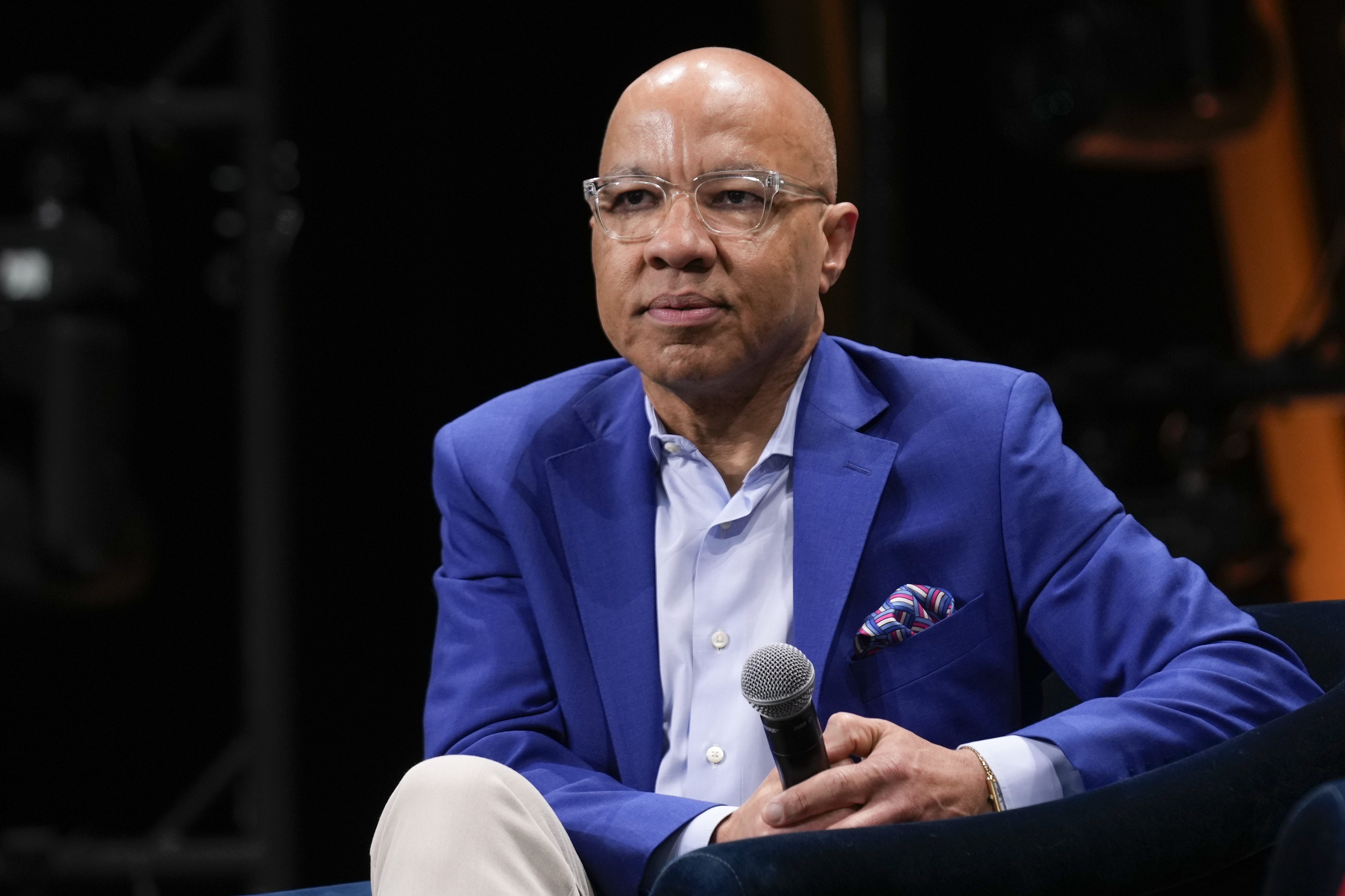 FILE - Darren Walker, president of the Ford Foundation, participates in the Gobal Citizen NOW conference in New York, Friday, April 28, 2023. (AP Photo/Seth Wenig, File)