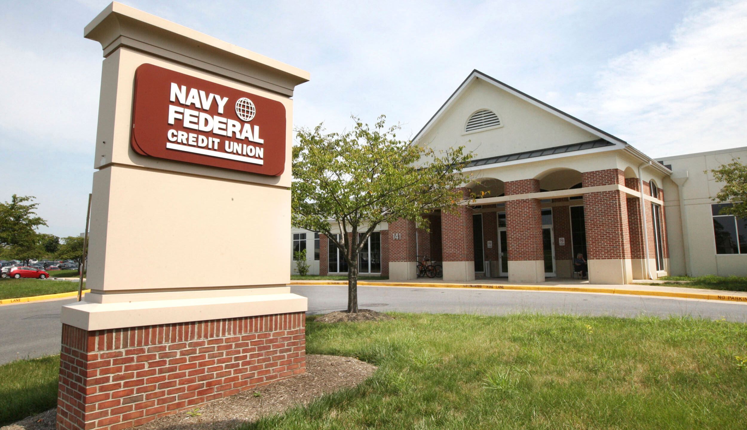 FILE - The exterior of a Navy Federal Credit Union is seen on Aug. 7, 2012, in Winchester, Va. (Scott Mason/The Winchester Star via AP, File)