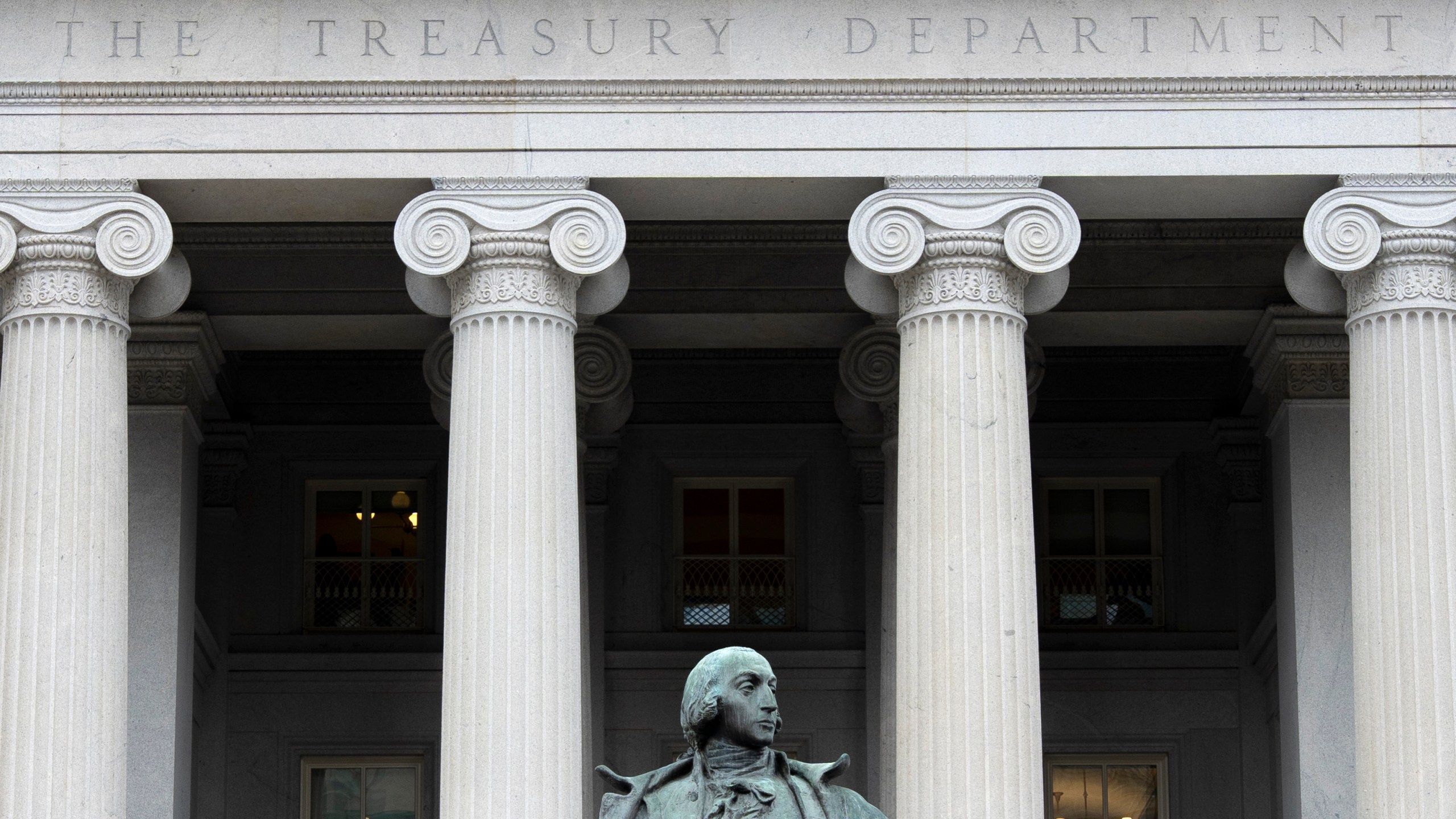 FILE - The Treasury Department building is seen, March 13, 2025, in Washington. (AP Photo/Alex Brandon, File)