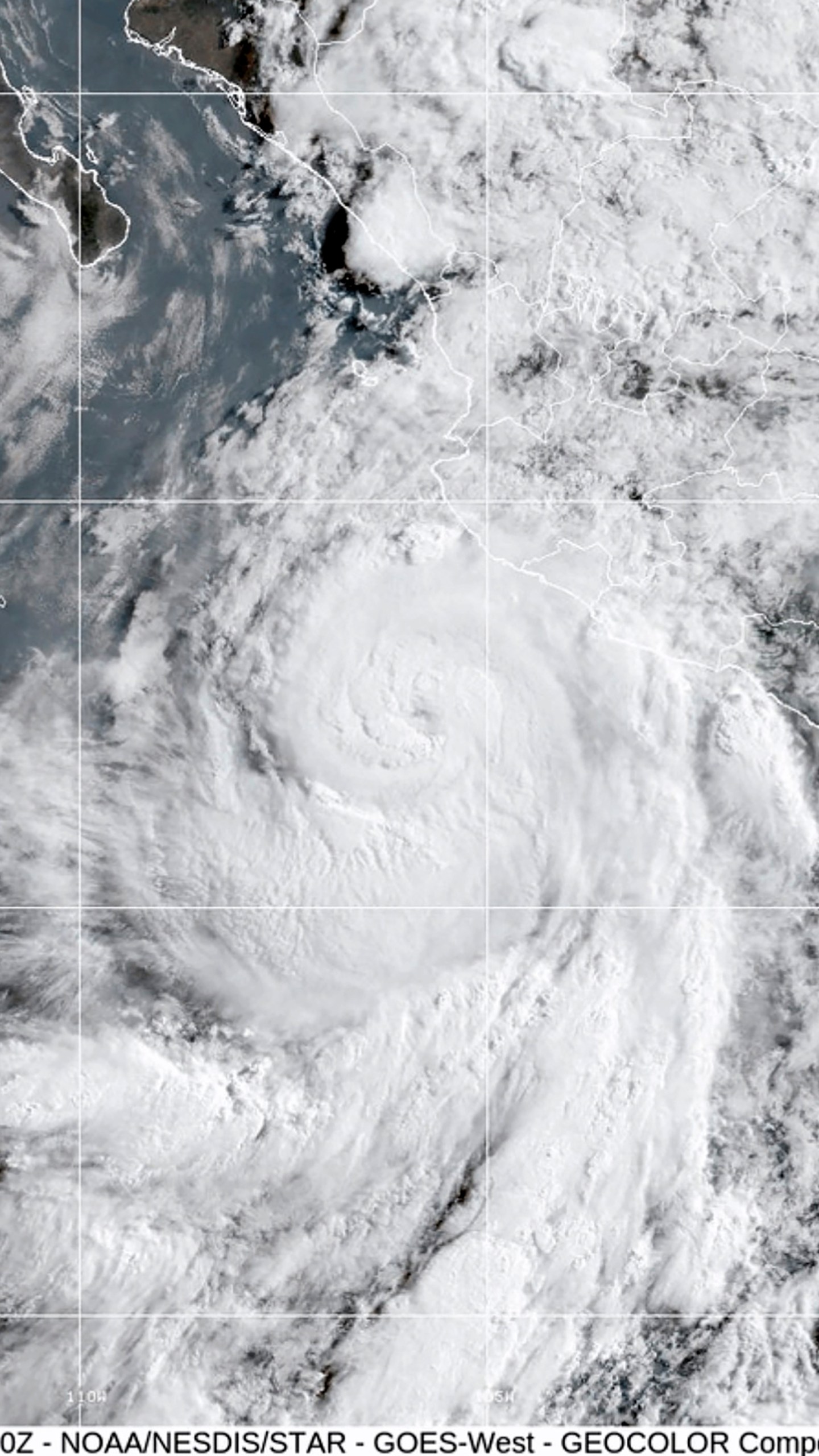 This satellite image provided by the National Oceanic and Atmospheric Administration (NOAA) shows Hurricane Flossie, Monday, July 1, 2025. (NOAA via AP)