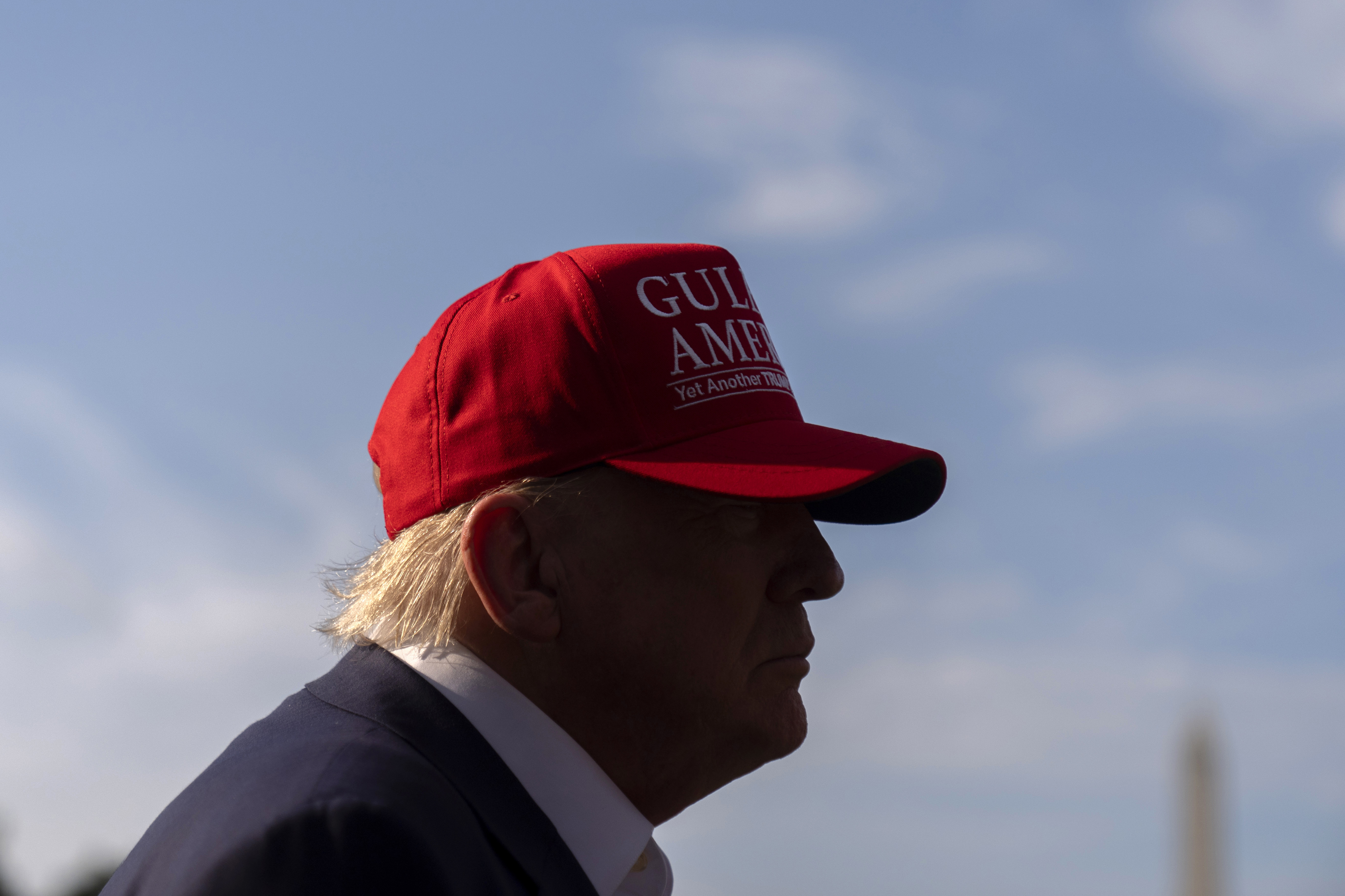 President Donald Trump speaks to the media before walking across the South Lawn of the White House to board Marine One en route to Joint Base Andrews, Md., and on to Florida, Tuesday, July 1, 2025, in Washington. (AP Photo/Mark Schiefelbein)