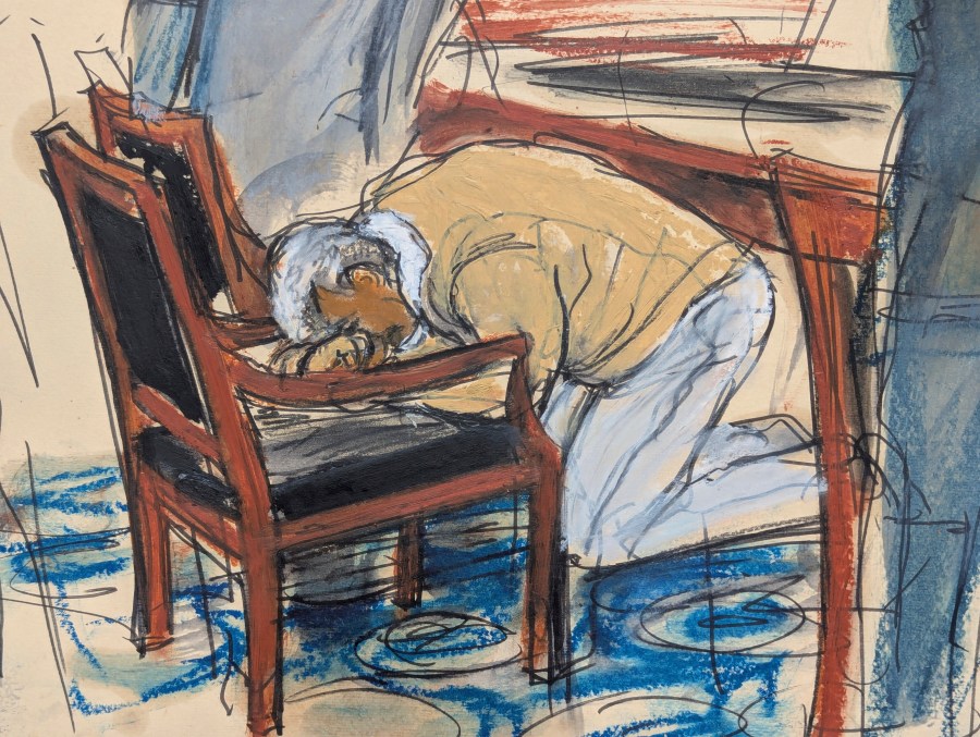 In this courtroom sketch, Sean "Diddy" Combs reacts after he was convicted of prostitution-related offenses but acquitted of sex trafficking and racketeering charges that could have put him behind bars for life, Wednesday, July 2, 2025, in Manhattan federal court in New York. (Elizabeth Williams via AP)