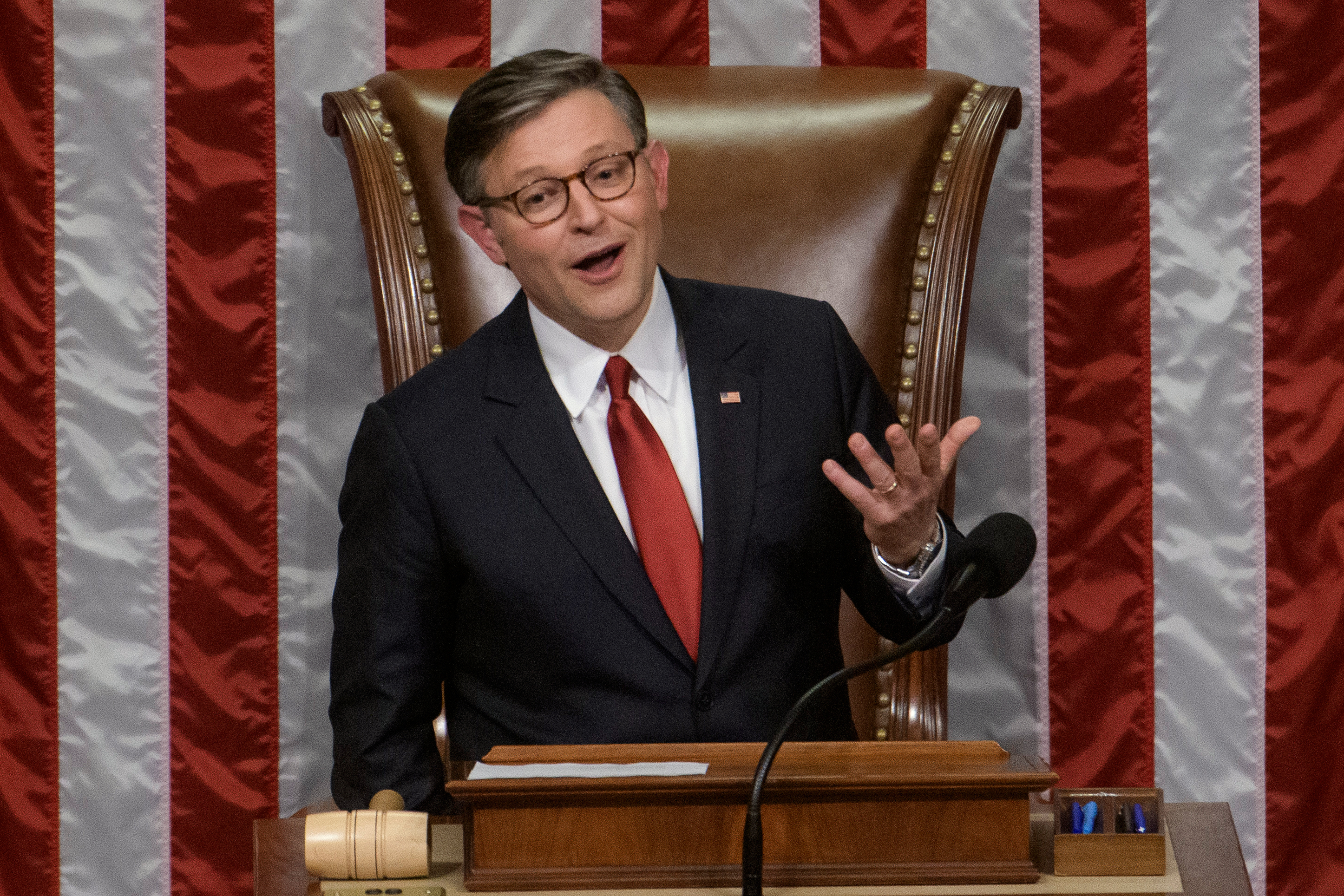 Speaker of the House Mike Johnson, R-La., prepares to gavel in the House chamber for final passage of President Donald Trump's signature bill of tax breaks and spending cuts, at the Capitol, Thursday, July 3, 2025, in Washington. (AP Photo/Rod Lamkey, Jr.)