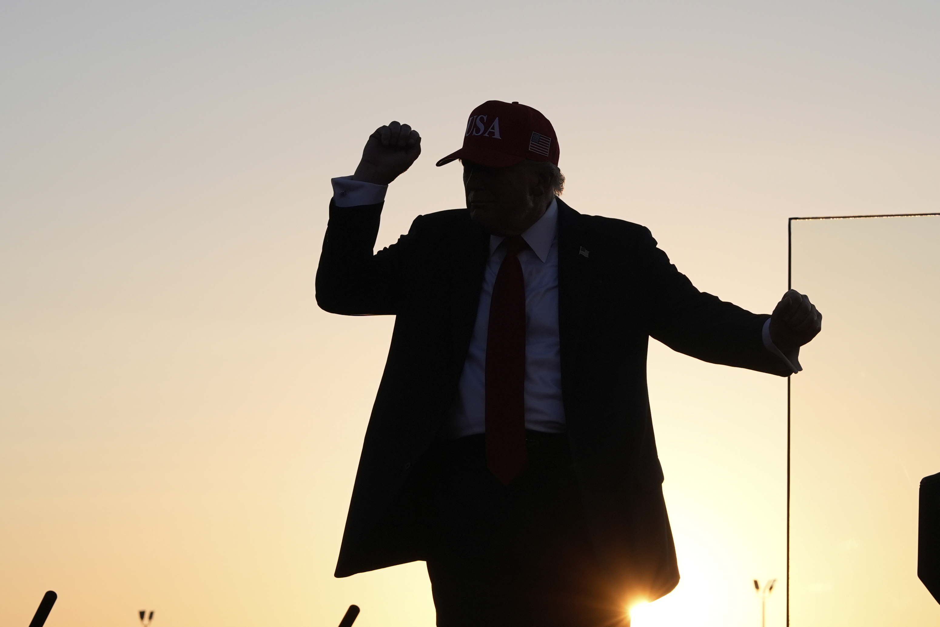 President Donald Trump dances after speaking at a rally at the Iowa State Fairgrounds, Thursday, July 3, 2025, in Des Moines, Iowa. (AP Photo/Alex Brandon)