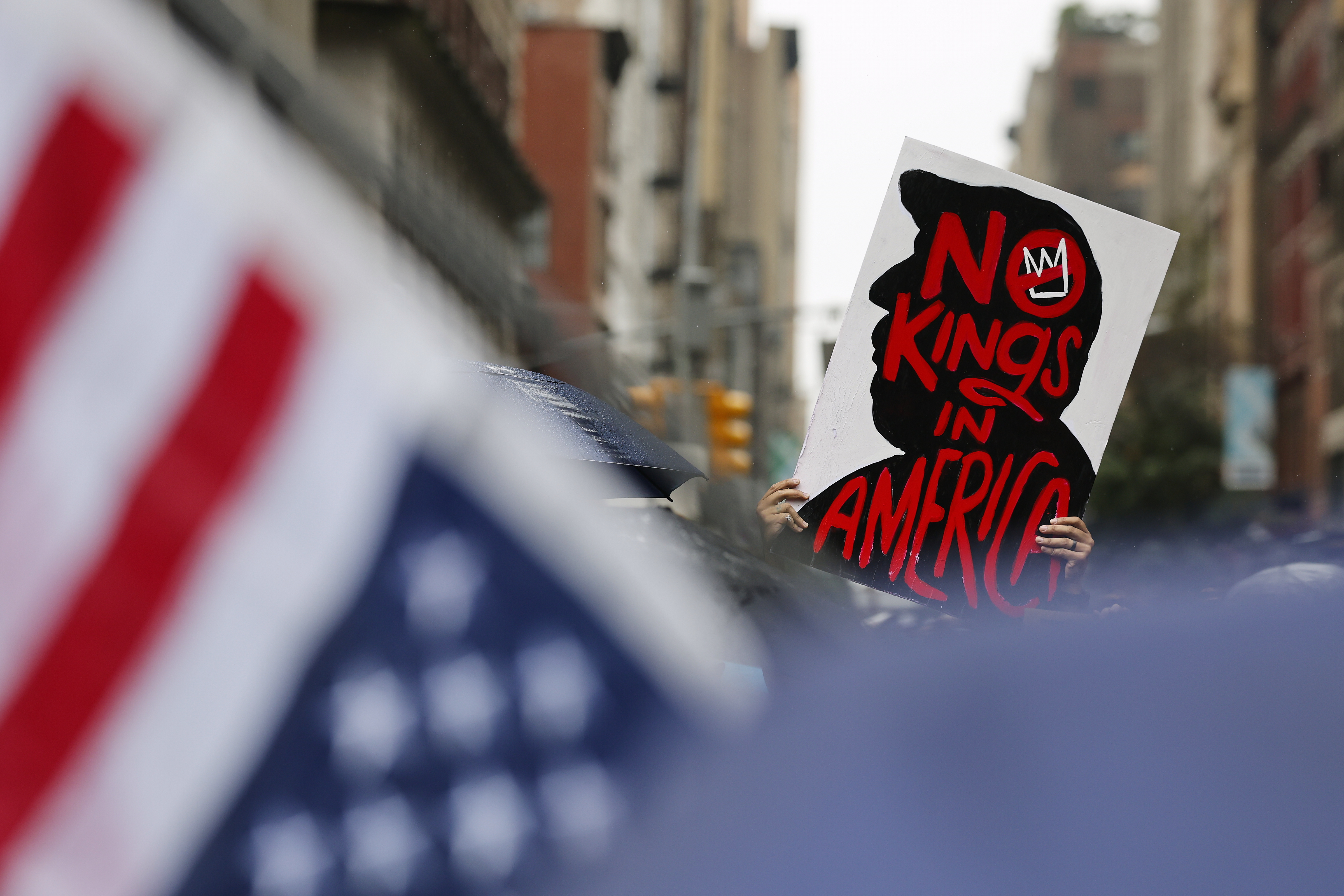 FILE - Demonstrators march down Fifth Avenue during the "No Kings" protest, June 14, 2025, in New York. (AP Photo/Stefan Jeremiah, File)